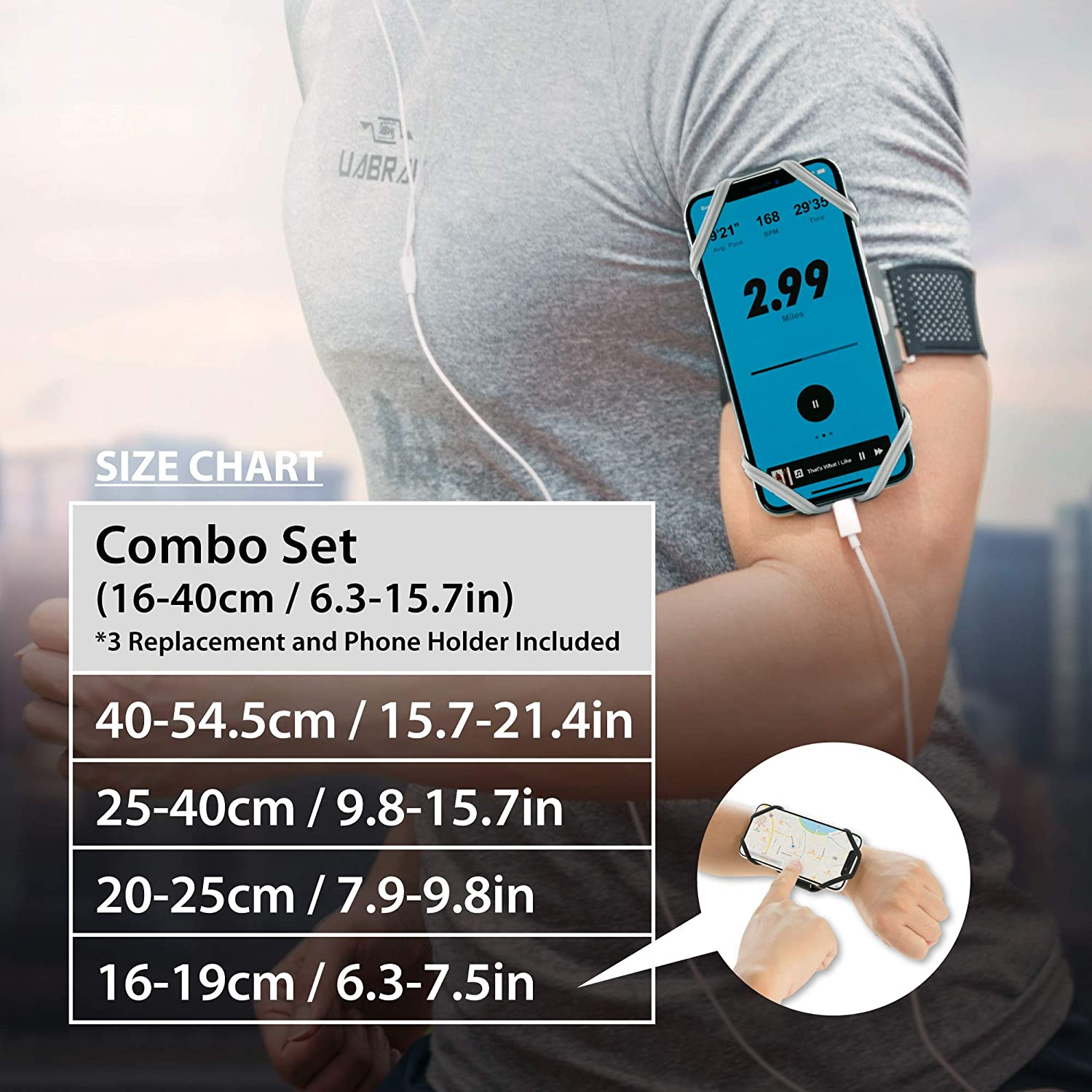 Bone Run Tie Running Armband Phone Holder, Sports Cell Phone Arm Band 4-6.5 Inches for Iphone 11 Pro Max XS XR X 8 7 plus Samsung Galaxy S10 S9 S8 Note 10 9 Smartphone (Black / 9.8-14") image number 4