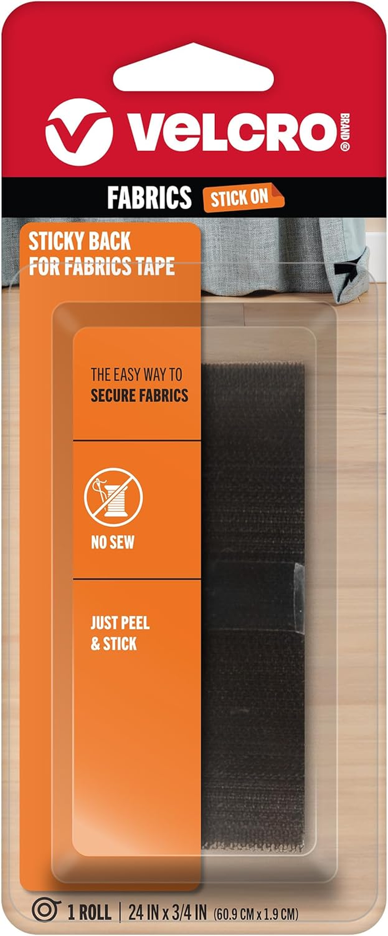 VELCRO Brand - Sticky Back for Fabrics | No Sewing Needed | Peel and Stick for a Permanent Bond | 1.9Cm X 60.9Cm Tape | White