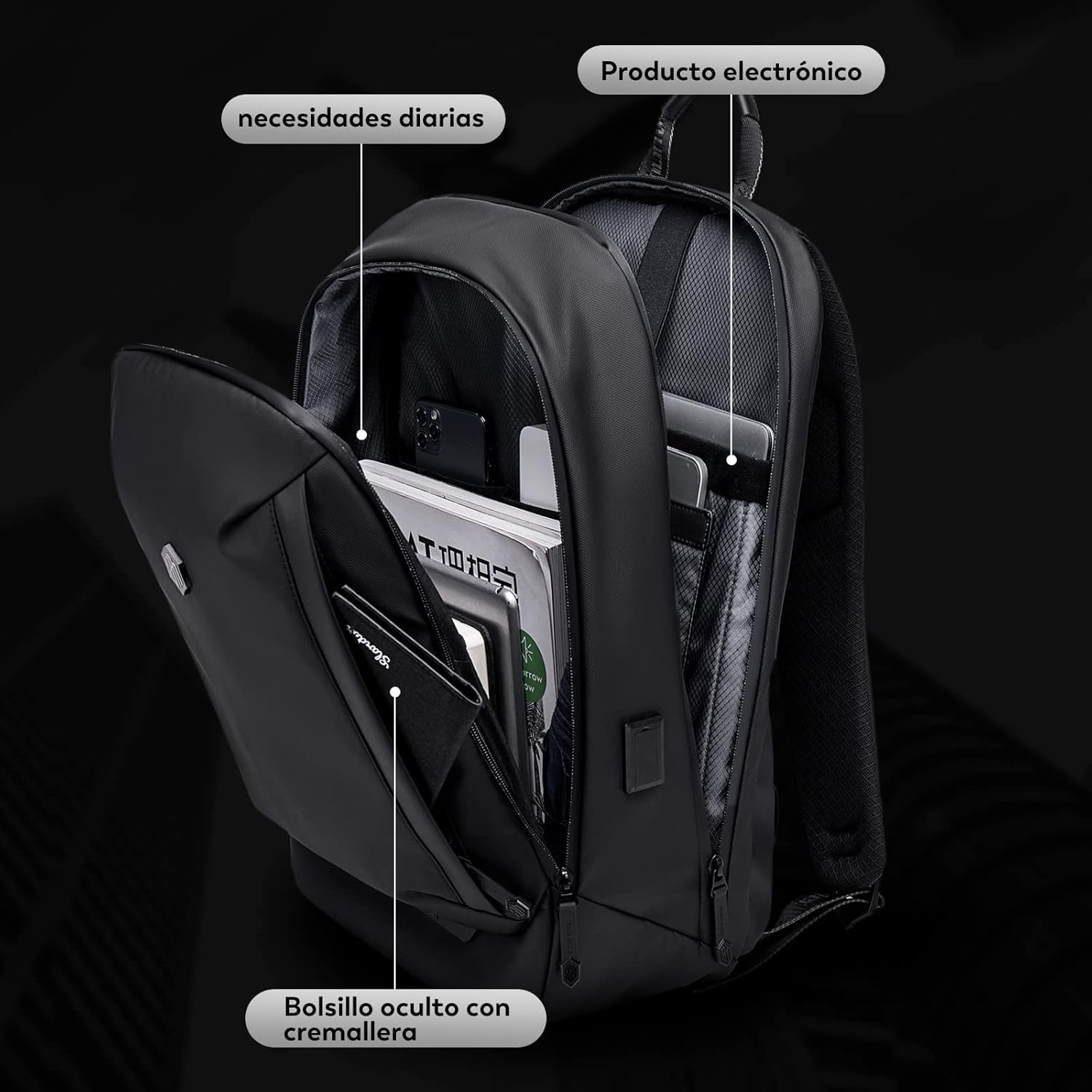 ARCTIC HUNTER Laptop Backpack for Men 15.6", Waterproof Travel Bag with USB Charging Port, Work & School Backpack with Multiple Compartments, Padded Back, for Business, Outdoor & Commute &ndash; B00443 image number 5