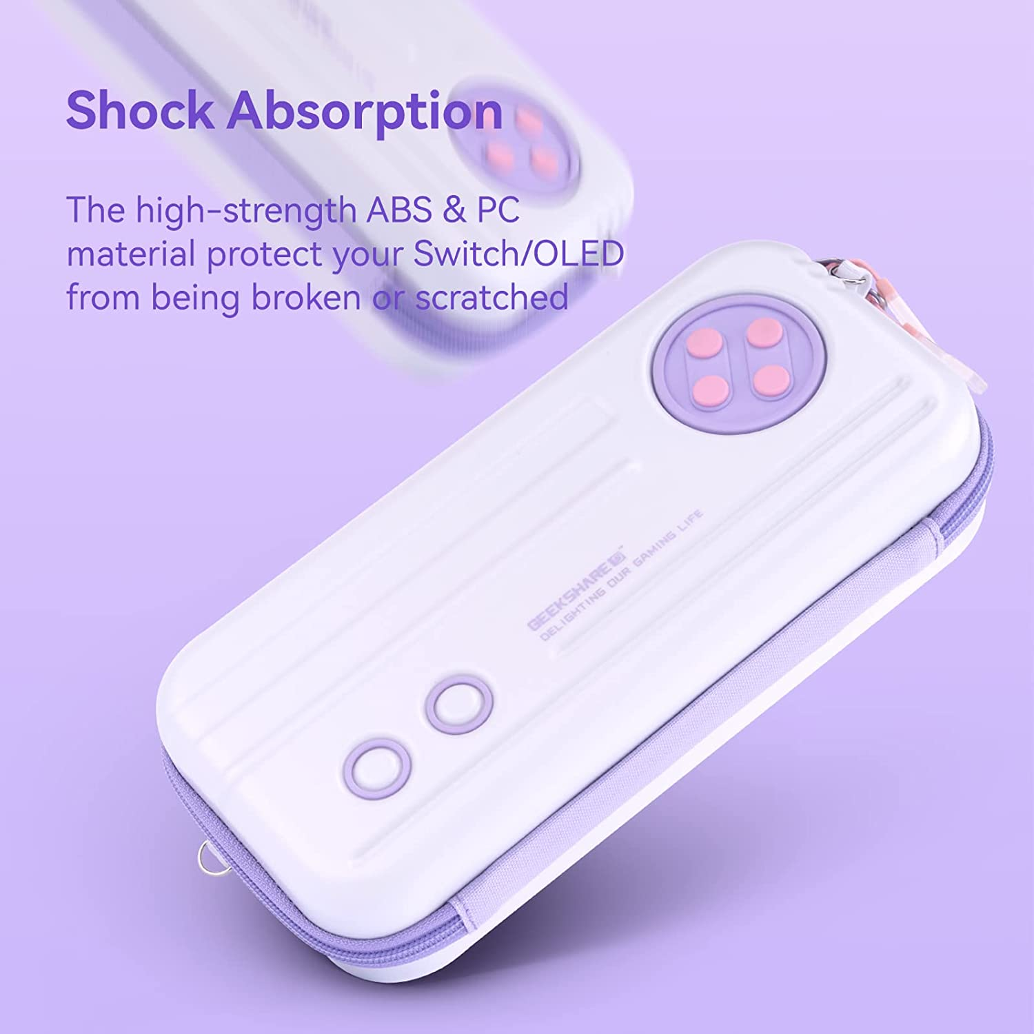 Geekshare Vintage Time Machine Carry Case Compatible with Nintendo Switch/Switch OLED - Portable Hardshell Large Capacity Travel Carrying Case Fit Switch Console and Accessories(Purple) image number 2