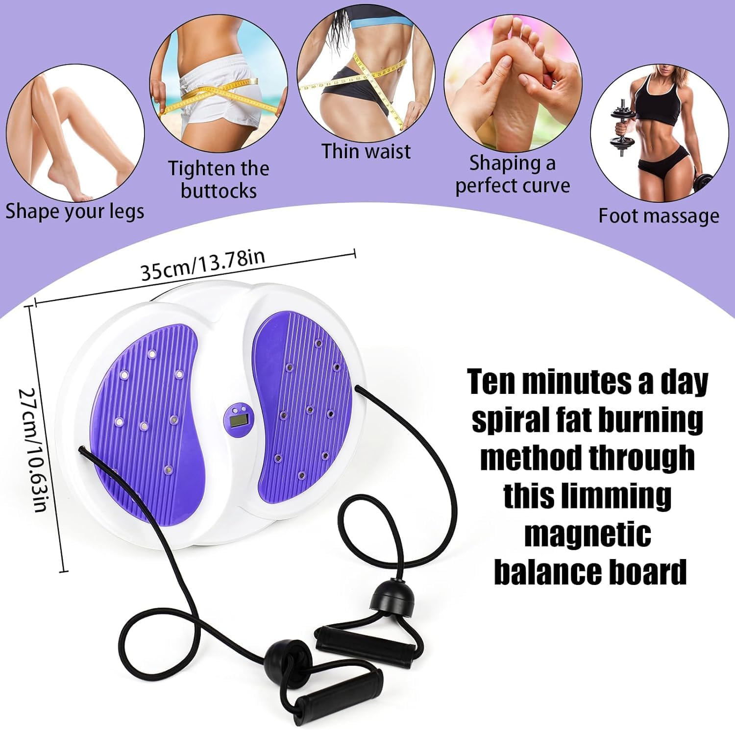 Waist Twisting Disc, Adjustable with Handles, Foot Sole Massage & Magnet Calculator Waist Slimming Balance Rotating Disc, Abs Core Twister, for Slimming Waist, Hips and Thighs image number 5
