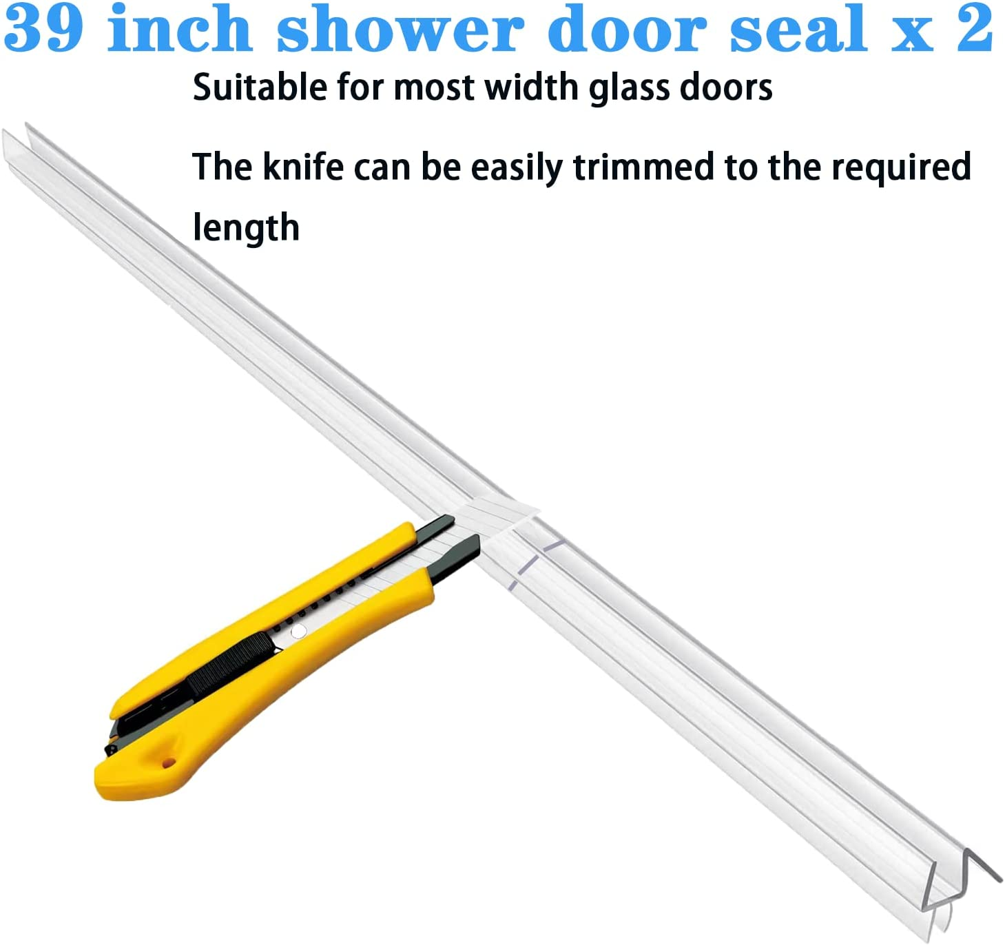 ADYAWEN 2-Pack Frameless Shower Door Bottom Seal &ndash; Stop Shower Leaks and Create a Water Barrier,Shower Door Seal 12Mm. (2-Pack 1/2''X 39&rdquo;) image number 2