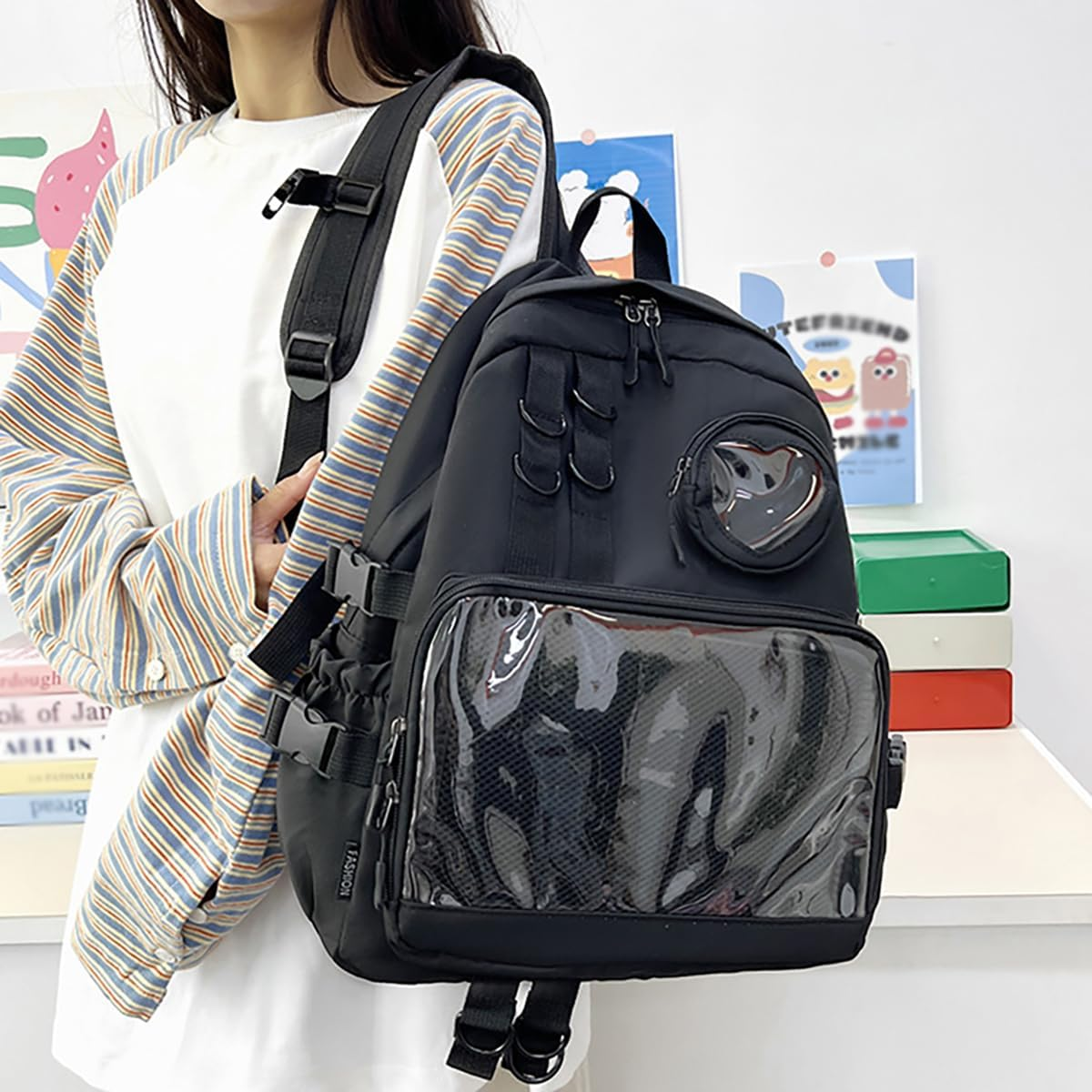 Ita Bag Preppy Backpack with Pin Display Insert for School Anime Cosplay image number 4