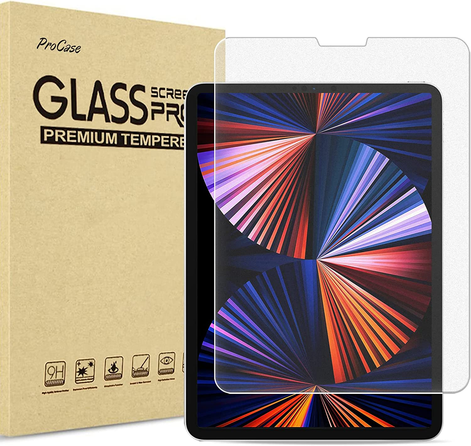 Procase Matte Screen Protector for Ipad Pro 12.9 Inch 6Th Gen 2022/ 5Th Gen 2021/ 4Th Gen 2020/ 3Rd Gen 2018, Anti-Fingerprint Matte Tempered Glass Screen Film Guard for Ipad Pro 12.9" 2022 2021 2020 2018 image number 3