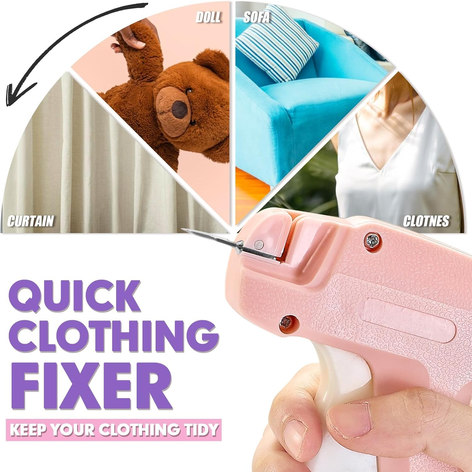 Stitchy Tagging Gun for Clothes - Comes with 50 Luminous Bear Fasteners, 330 Short & 330 Long Glue Needles, Acts as Hand Held Sewing Machine image number 2