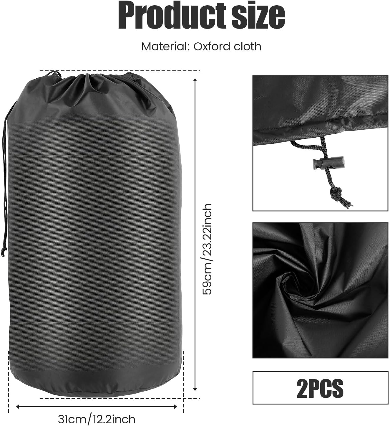2Pcs Propane Tank Cover, Gas Bottle Covers, Oxford Cloth Gas Tank Cover with Drawstring, Waterproof Propane Cylinder Cover, Protective Cover for 20 LB Gas Tanks image number 3