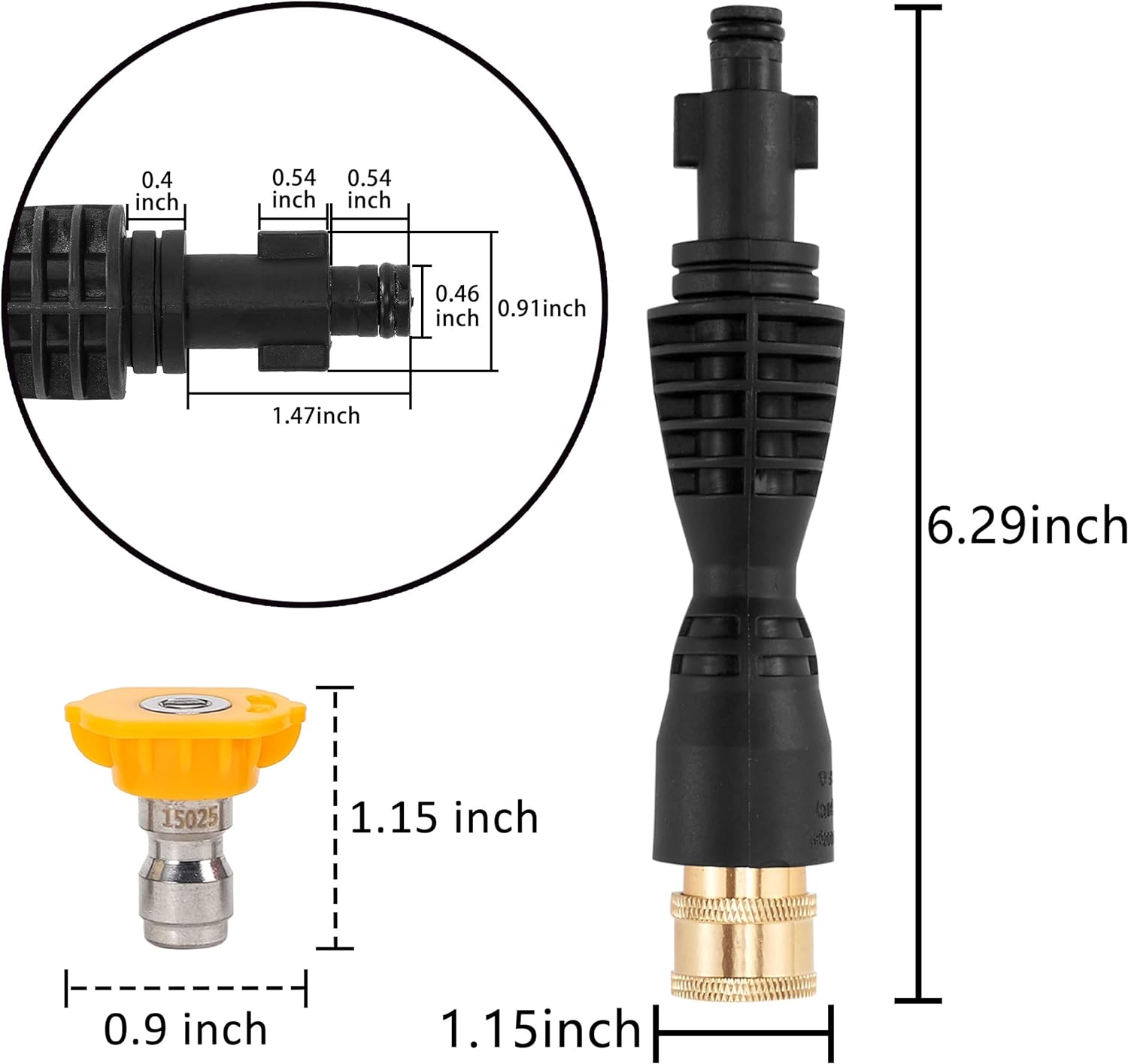 M Mingle Foam Cannon, Replacement Parts for Portland Husky and Ryobi Pressure Washer, with 5 Nozzle Tips, 1/4 Inch Quick Connector image number 6