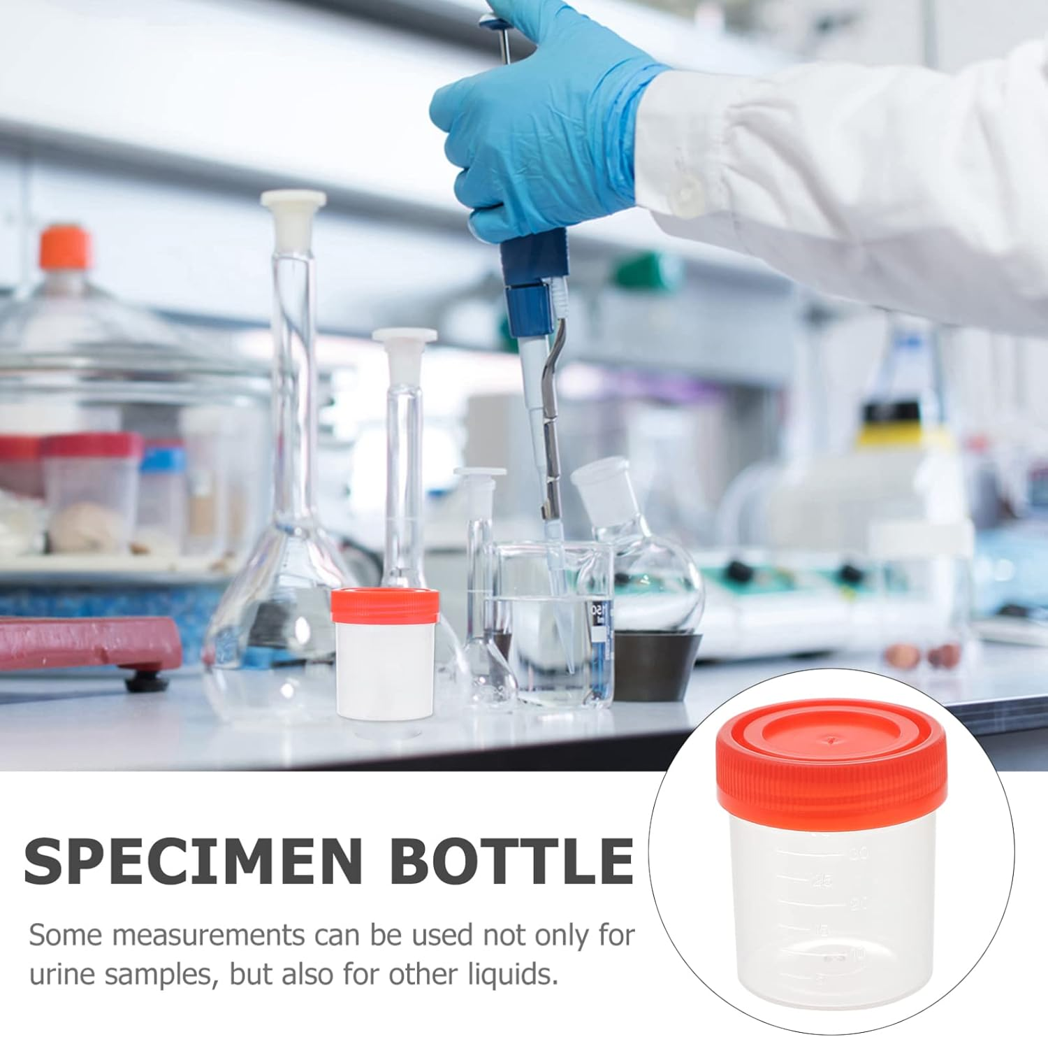 Iplusmile Specimen Cups with Screw on Lids, 25 Pack Urine Specimen Containers, Sample Jars with Scale for Pee, Stool, Sample Collection for Testing image number 3
