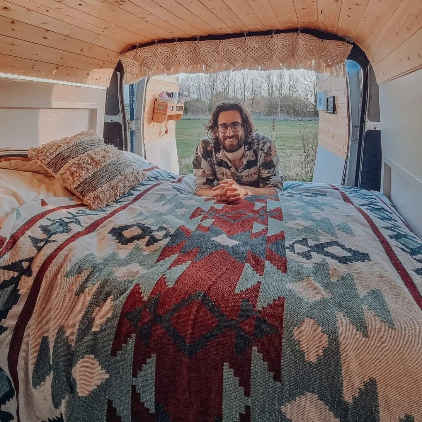 Peel Forest 100% Recycled Vanlife Throw Blankets with Tassels Cozy Woven Aztec Bed Couch Throws Rug Travel (62"X83")&hellip; image number 4