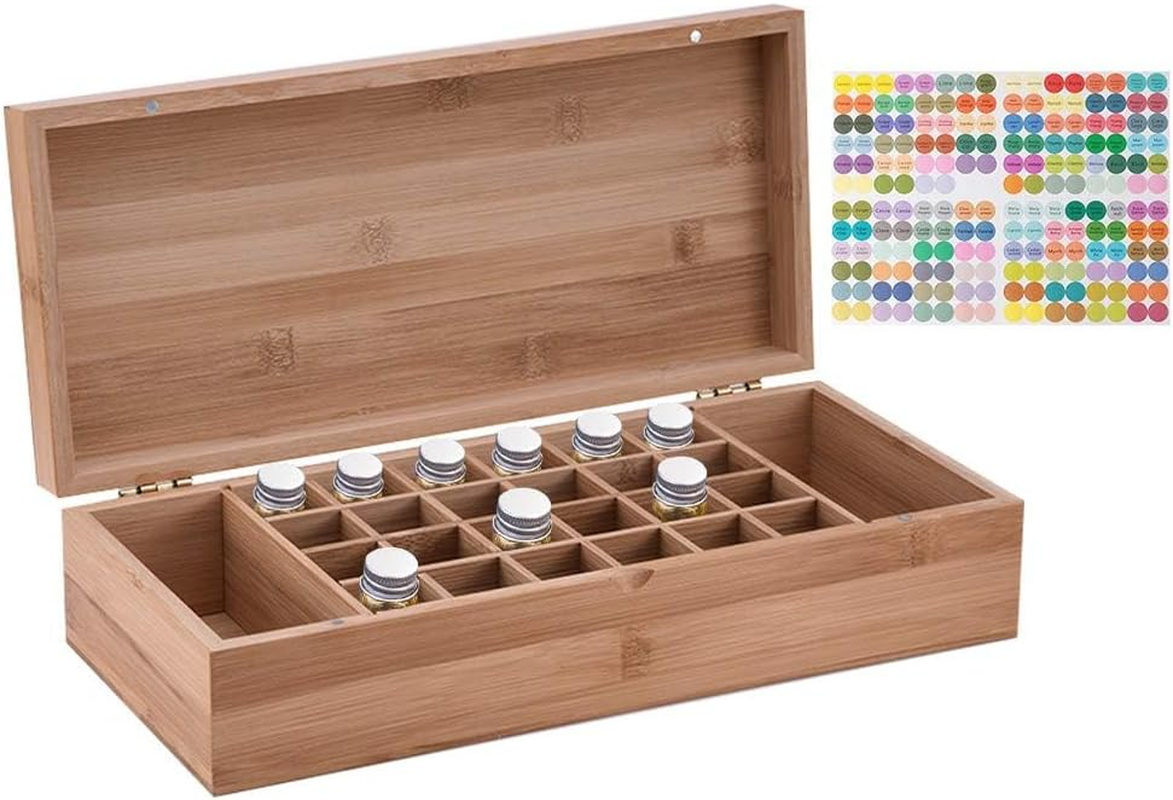 Pure Vie Essential Oil Bamboo Storage Box Travel Display Presentation, Holds 26 Bottles for 5, 10, 15Ml - Aromatherapy Organizer Nail Polish Fragrance Container - Keep Your Oils Safe & Space Saver image number 4