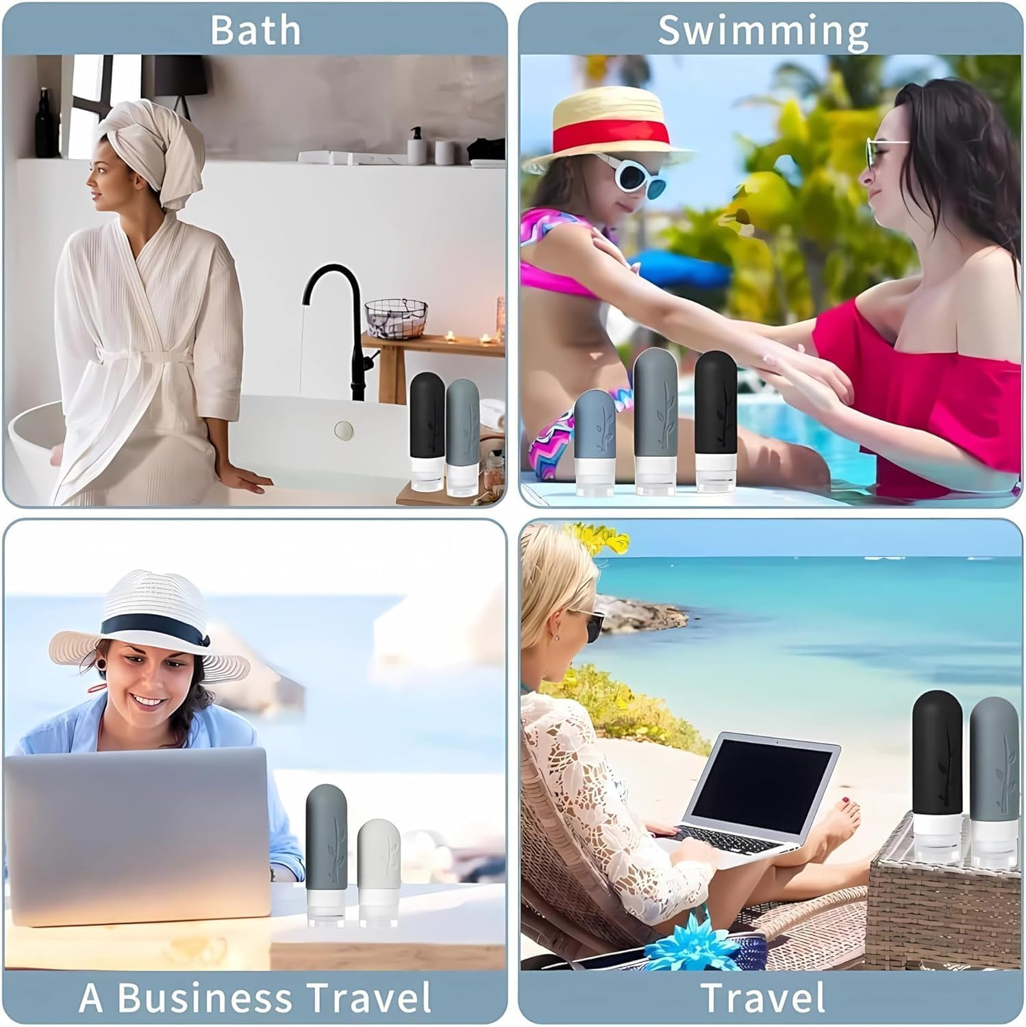 16-Pack TSA Approved Travel Essentials Bottles Set &ndash; Leakproof Silicone Toiletry Containers | Squeezable Shampoo & Lotion Bottles for Airplane Carry-On image number 4