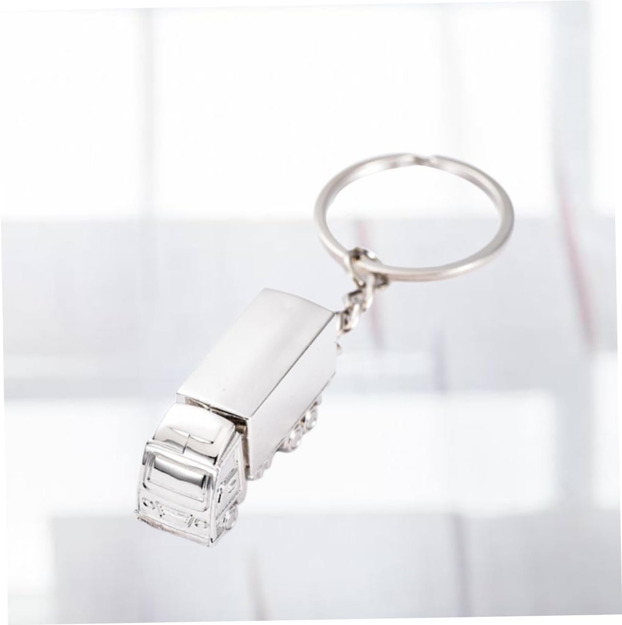 3Pcs Metal Truck Key Ring Keyfob Keychain - Creative for Truck Drivers and Lovers, Compact and Lightweight, Silver image number 6