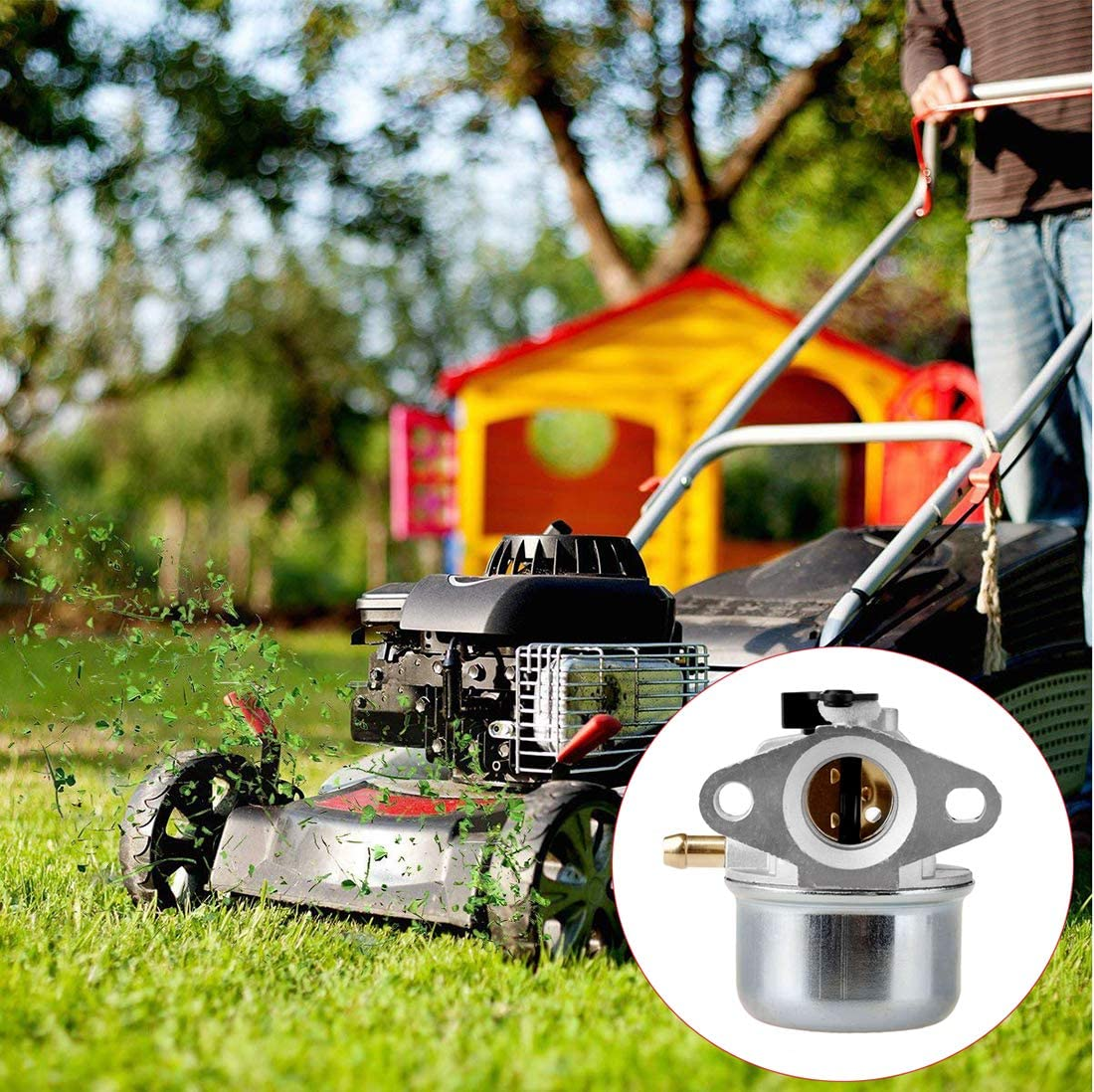 LEIMO 799868 Carburetor Carb for Briggs & Stratton 694202 693909 692648 499617 498170 497586 498254 497314 497347 497410 799872 790821 498255 14111 with 795259 Air Cleaner Primer Base image number 4