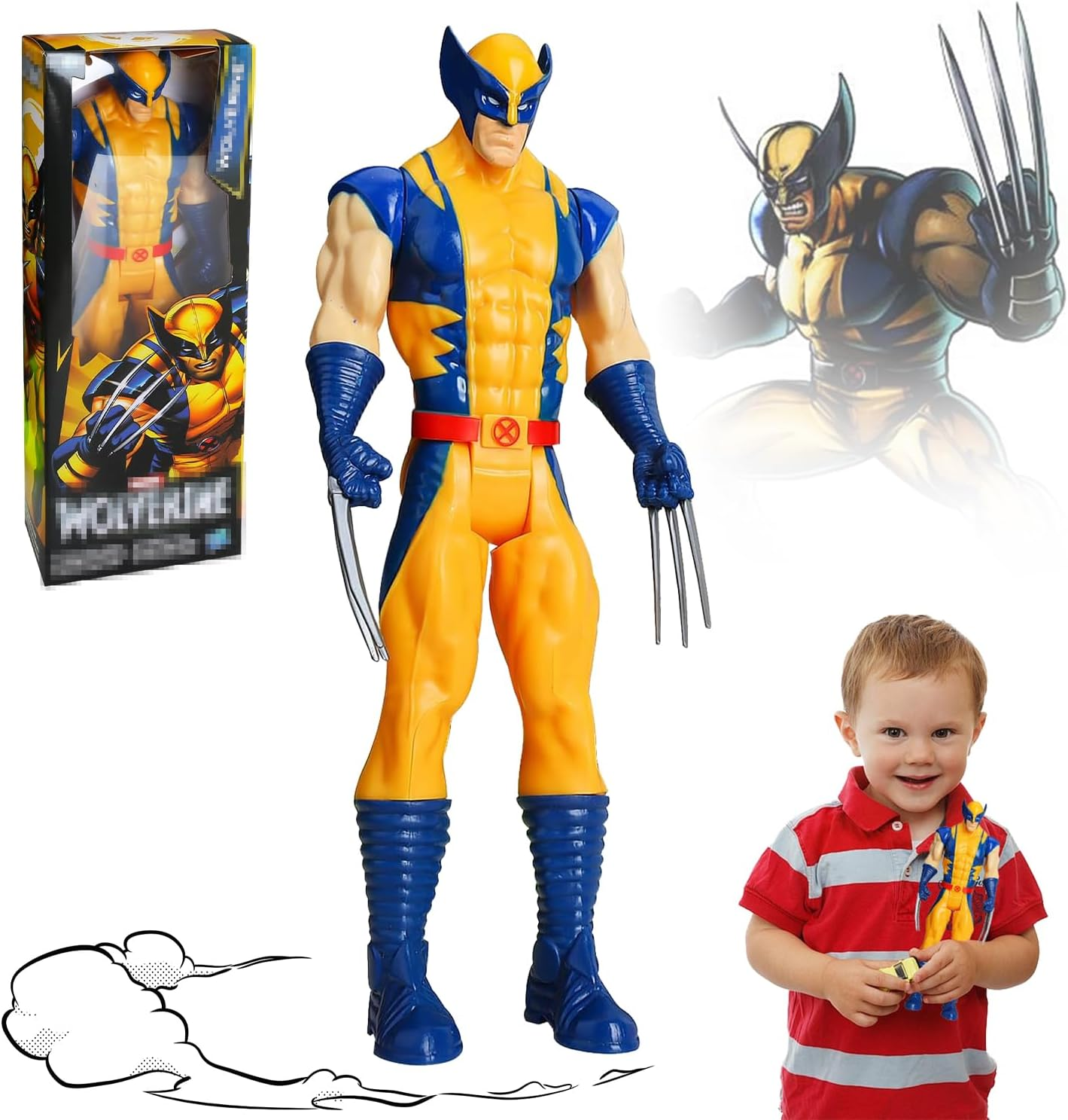 Wolverine Action Figure - 30 Cm Hero Series Toy, Party Figure, Super Friends Action Figure, Hero Figure for Children Aged 4 and Up, Birthday Gift image number 5