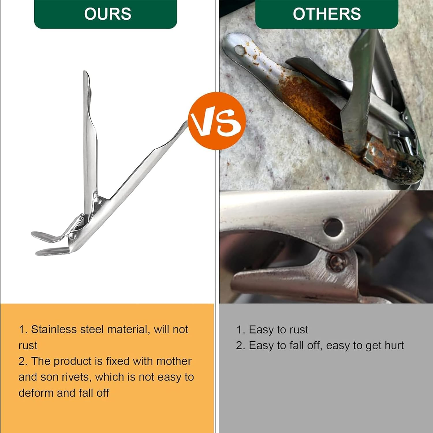 Zalizr Grill Grate Lifter Gripper, Stainless Steel Grate Gripper for Charcoal Grills & Smokers, Universal BBQ Lifter Grabber Tongs, Grill Accessories image number 3