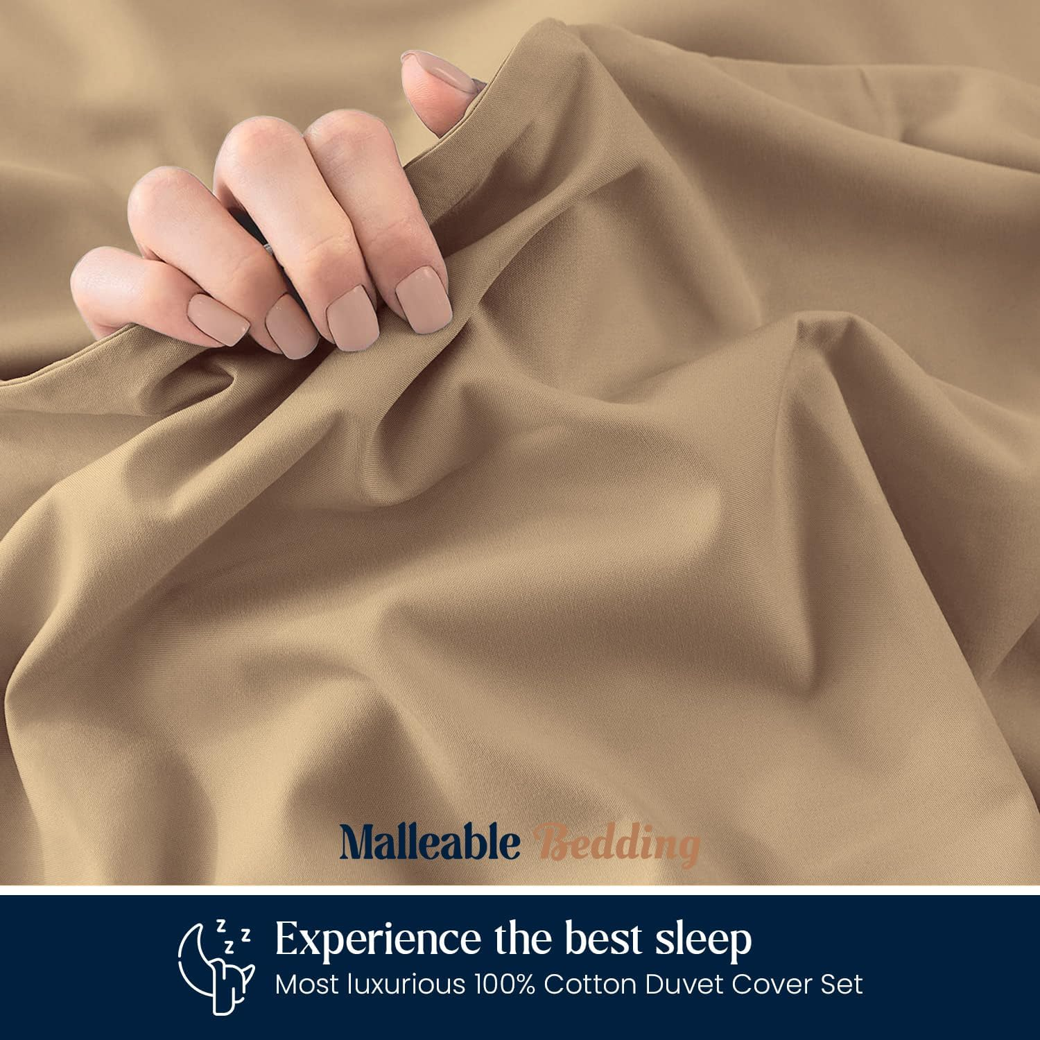 Malleable Bedding Oversized King plus (128X 120) Size Duvet Covers 100% Egyptian Cotton 600 TC Ultra Soft and Breathable 3 Piece Set Taupe Color Quilt Cover with Zipper Closure & Four Corner Ties image number 5