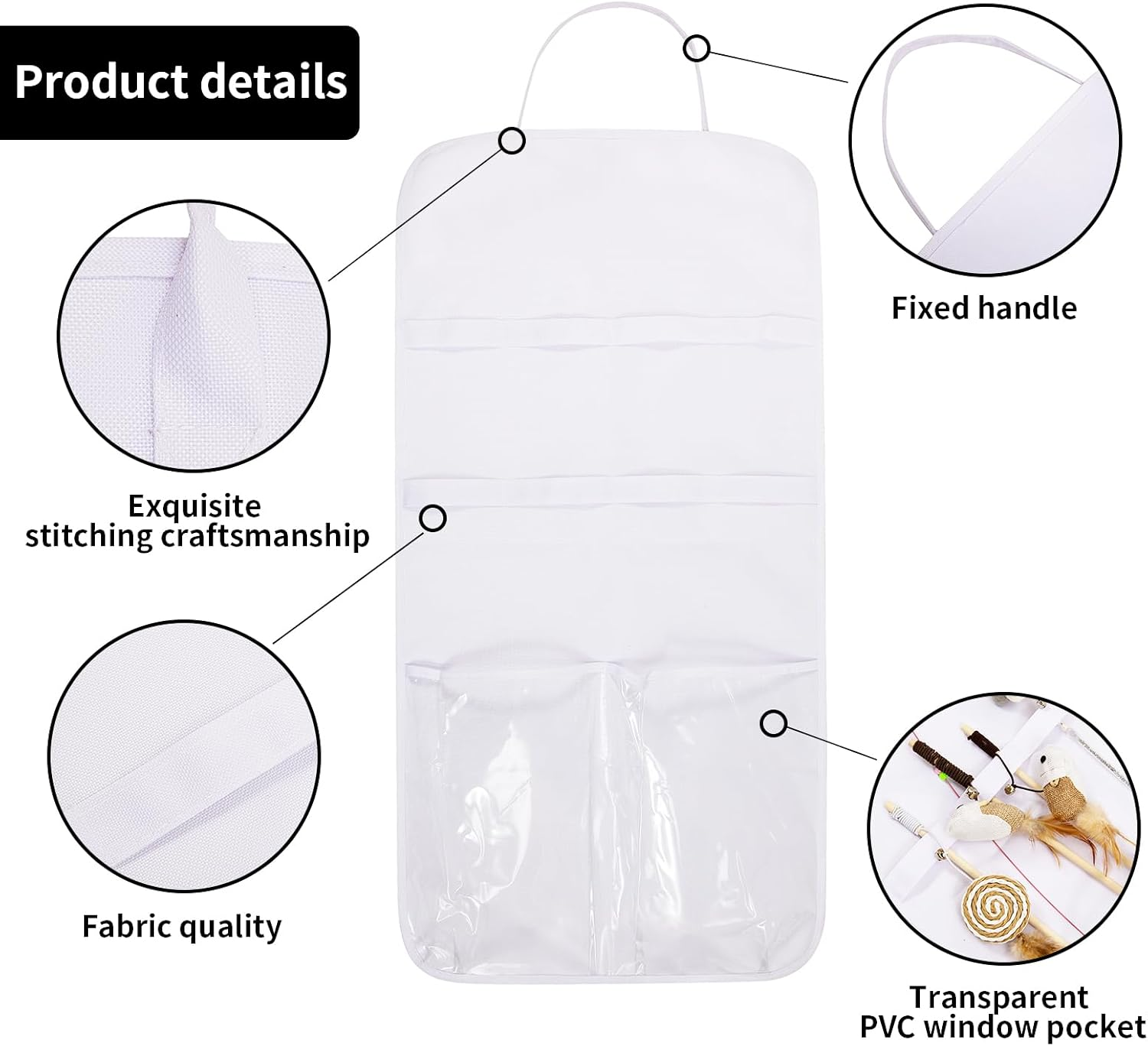 Cat Wall Toy Storage Bag Cat Teaser Wall Holder with Thick Felt for Tidy Organisation of Cat Toys and Cats Safe image number 1