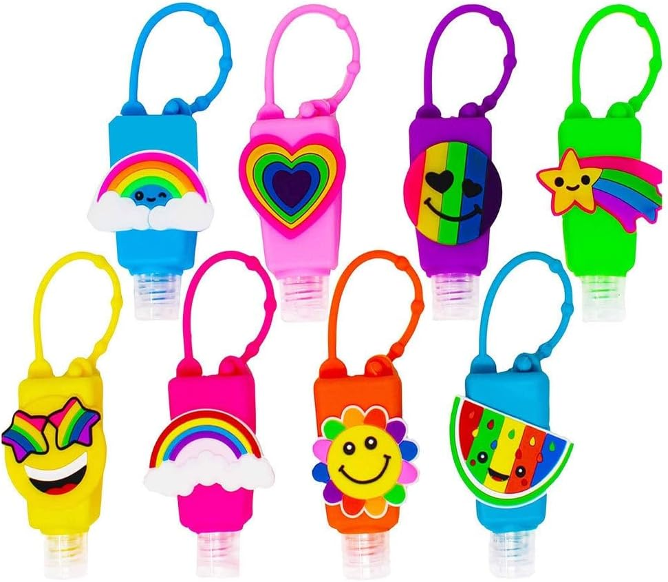 8 Piece Set of Empty Mix Kids Hand Sanitizer Travel Holder Keychain, Cute Mini Bottles for Girl, Boy, Baby Women,School,Backpack 30Ml Bulk image number 5