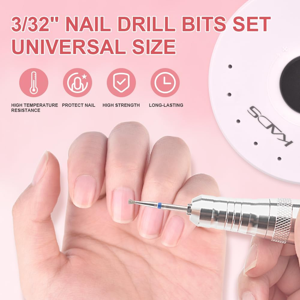 KADS Carbide Diamond Sanding Bit for Nail Prep Shaping, Upgrade Nail Drill Tips for Manicure Salon Cuticle Remove (10Pcs Inverted Cone Shape) image number 6