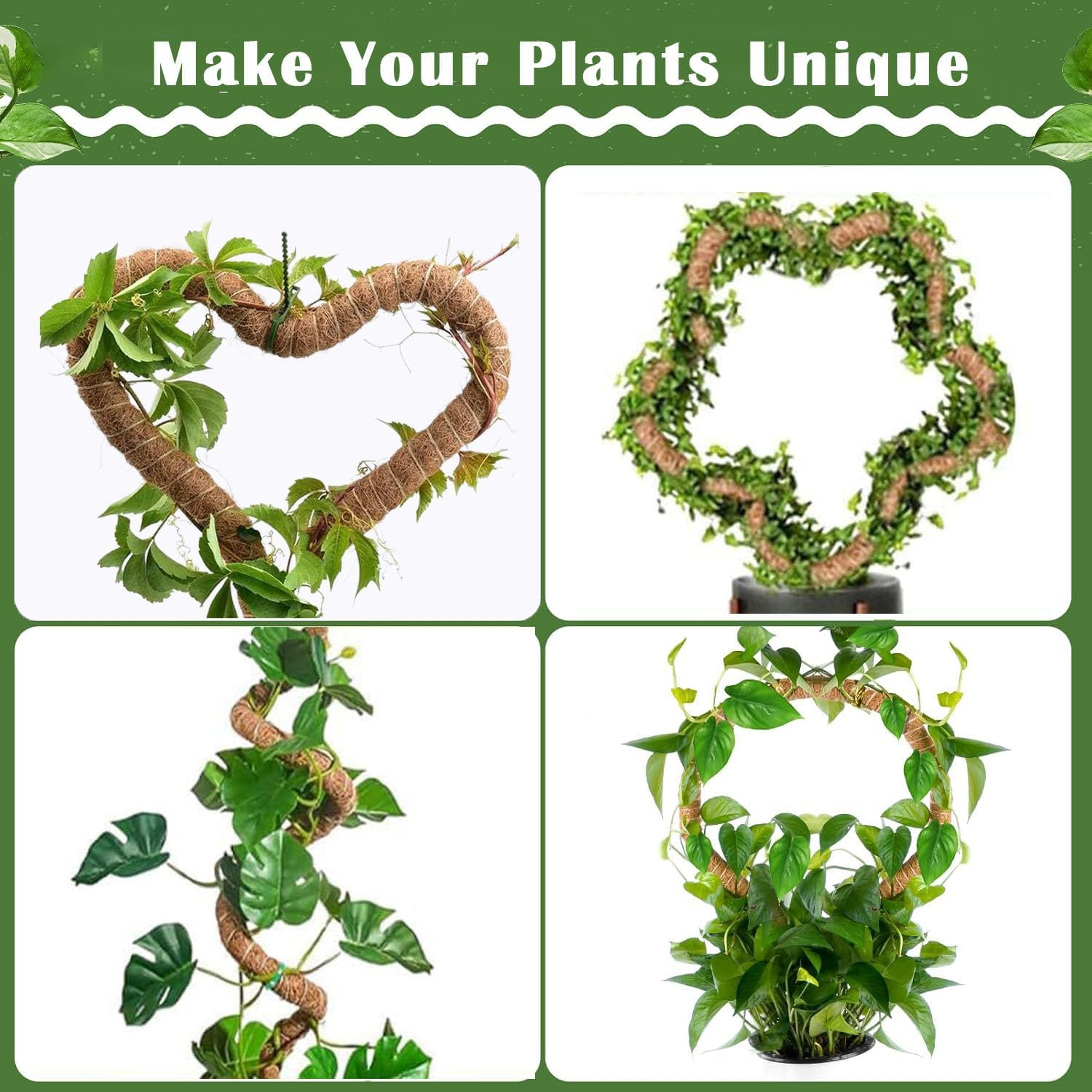 Pack Moss Pole Kit, 48 Inch Bendable Moss Pole Monstera Plant Support, Moss Poles for Monstera, Climbing Plants Indoor Large Moss Pole Support Garden Trellis Potted Plants Pothos Growth (48 Inch) image number 2