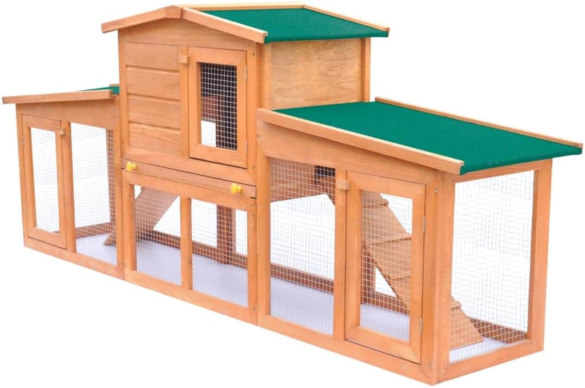 Large Rabbit Hutch Small Animal House Pet Cage Wood Outdoor Indoor Enclosure image number 1