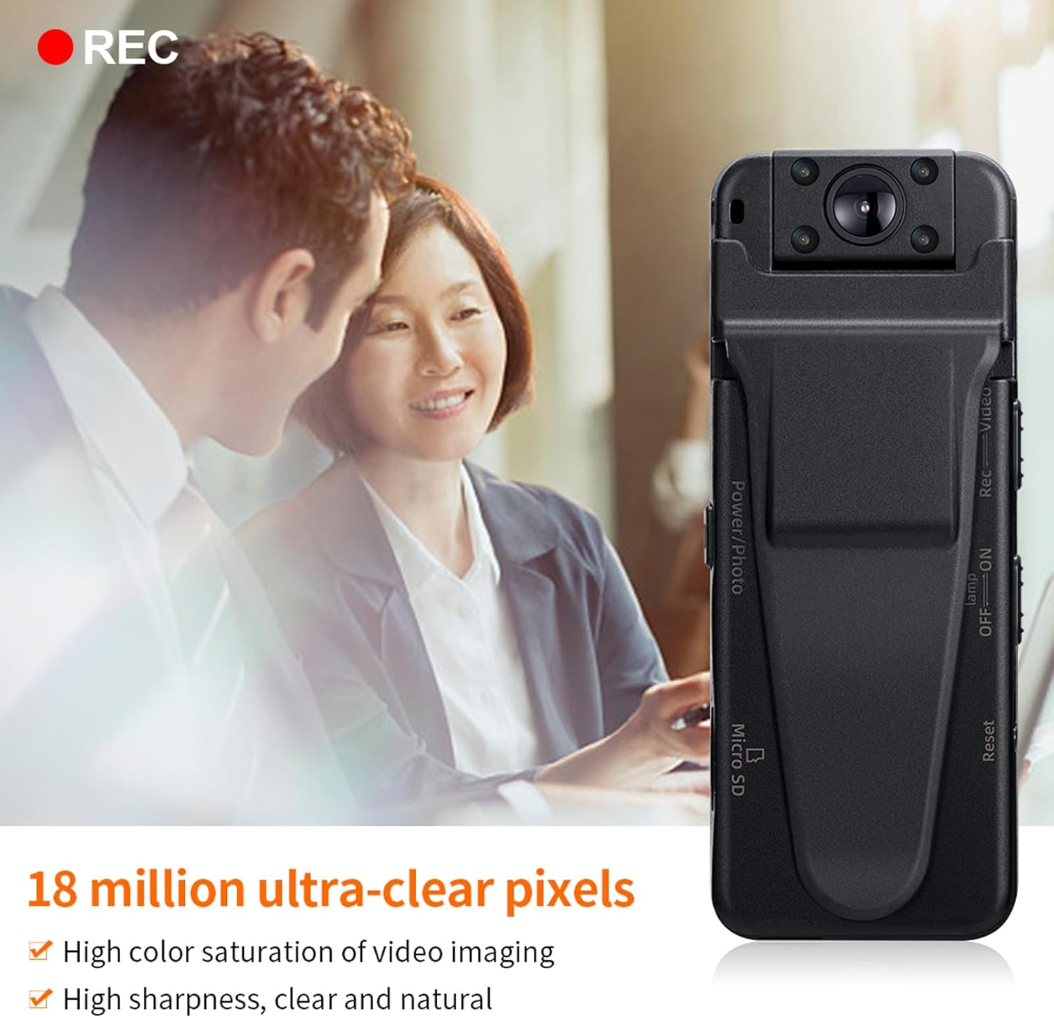 Body Camera, 1080P HD Infrared Night Vision Mini Camera, Mini Law Enforcement Recorder with 32GB SD Card 180&deg; Rotating Lens, Portable Wearable Camera for Cycling, Traveling, Outdoor Safety image number 6