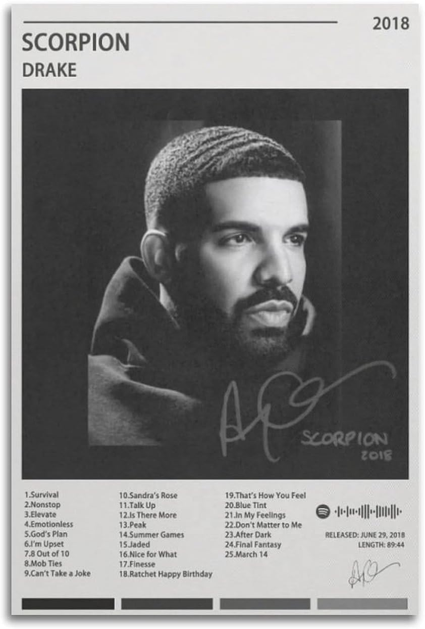 Singer Art Album Drake Retro Poster Poster Canvas Painting Wall Art Picture Home Decor Print for Bedroom Living Room Dorm Study Bar Office 08X12Inch(20X30Cm) image number 4