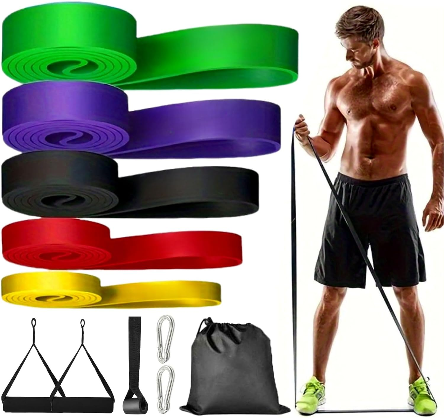 Resistance Bands, Pull up Assist Bands - Workout Eexercise Long Resistance Bands Set for Working Out, Fitness, Training, Physical Therapy for Men Women image number 2