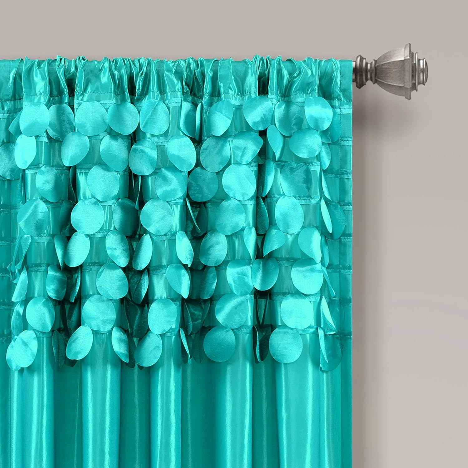 Lush Decor Circle Dream Window Curtains Panel Set for Living, Dining Room, Bedroom (Pair), 54" W X 63" L, Turquoise image number 4