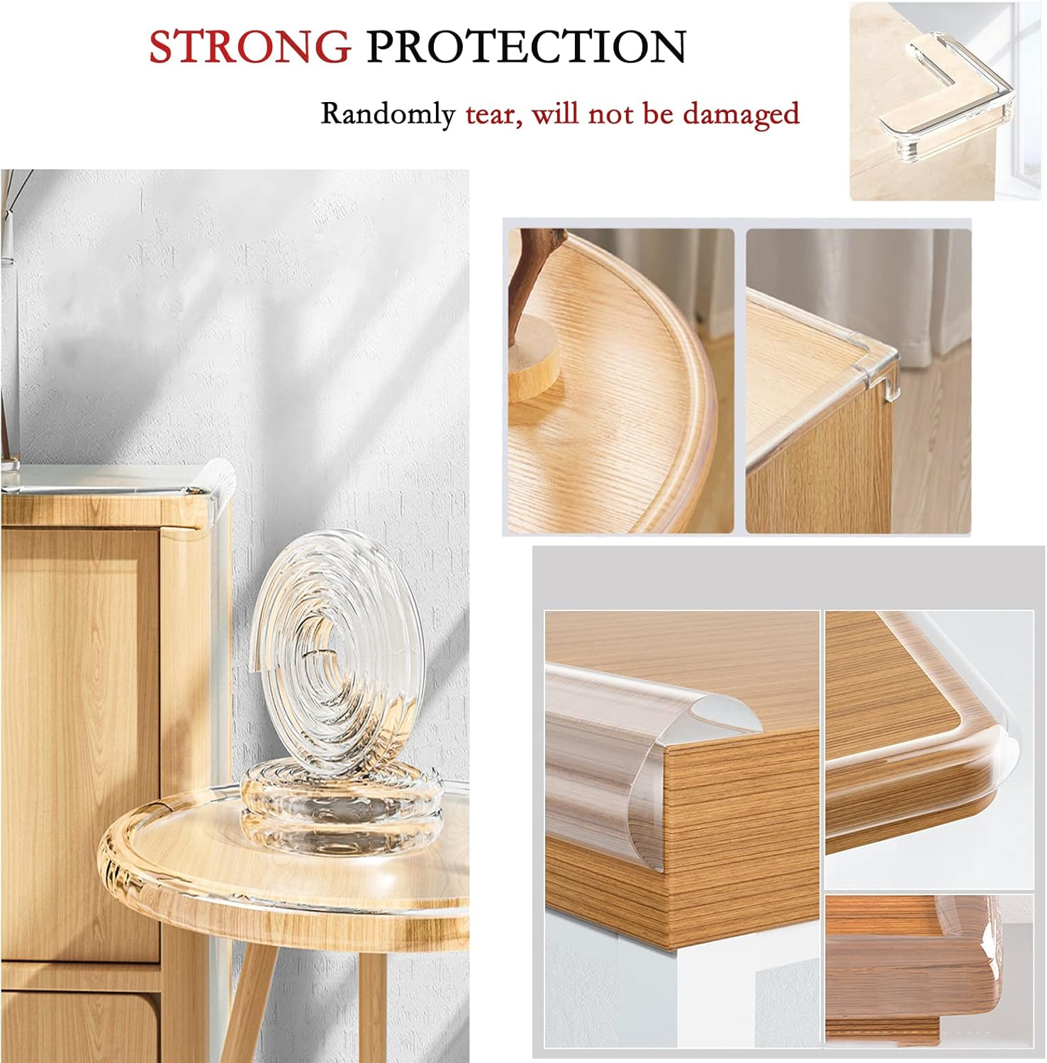 4/6/2 Metre Baby Edge Protection with 4 Corners, Transparent, Soft, Self-Adhesive, Easy to Install, Wide Applications