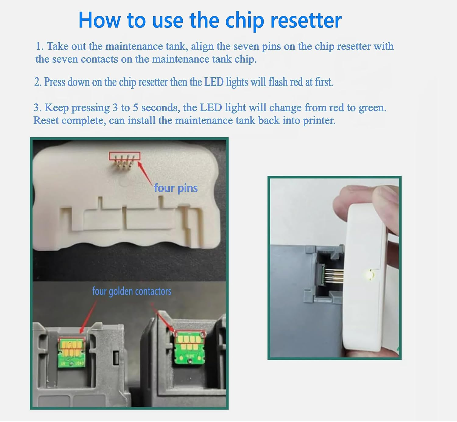 C9345 Maintenance Box Chip Resetter for EPN ET-5800 ET-5850 ET-5880 ET-8550 ET-8500 ET-16600 ET-16650 WF-7820 WF-7830 WF-7840 L15150 L15160 L18050 L8050 EC-C7000 ST-C8000 ST-C8090 - Battery Type image number 2
