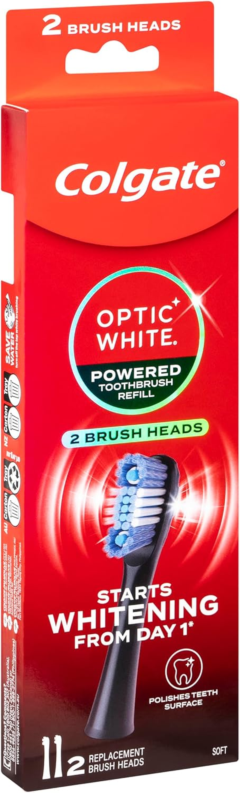Colgate Optic White Powered Toothbrush Soft Refill 2 Pack image number 3