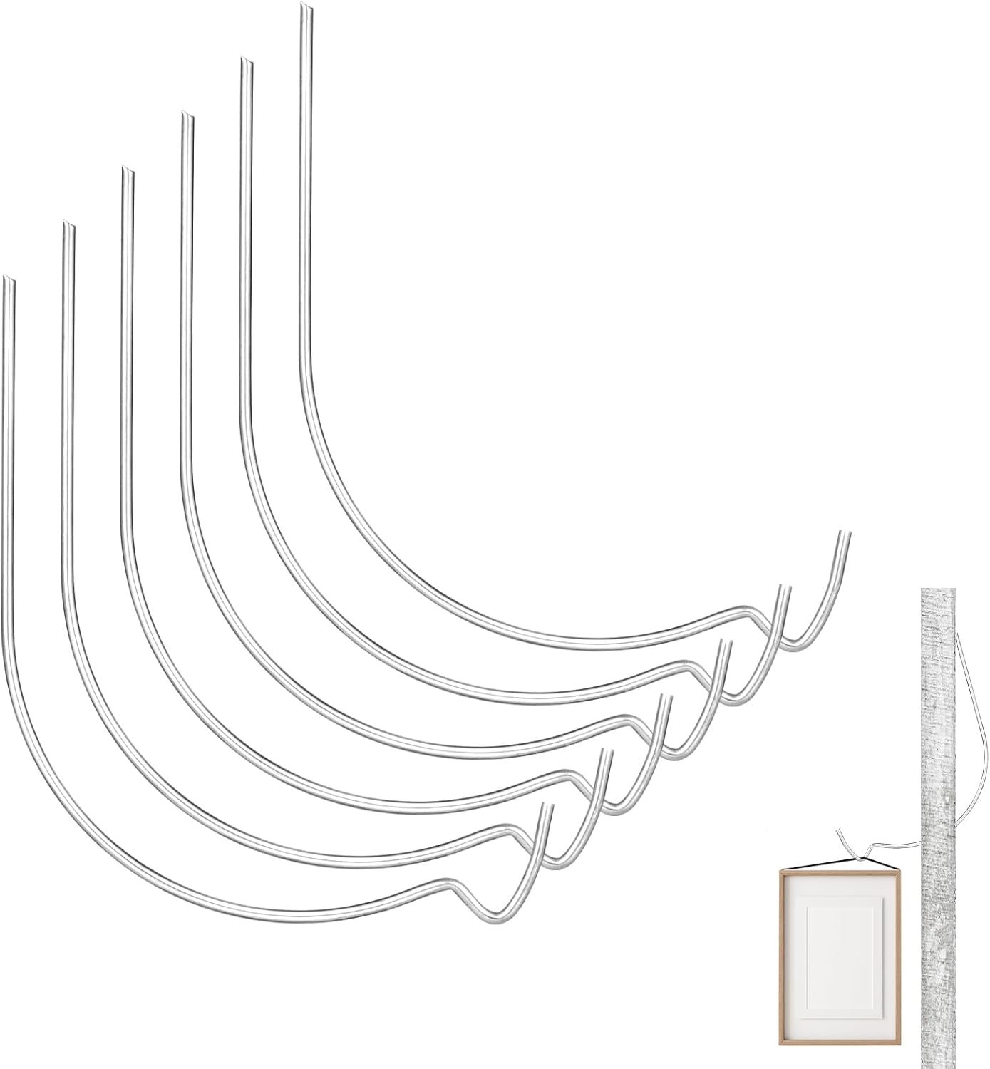 30Pcs Super Hook Picture Hanger, Stainless Steel Monkey J Super Hooks Picture Hanger Hooks for Drywall Wood Plaster Walls, Gorilla Hanging Pictures Mirrors Artworks, for Home Office Decorations image number 6