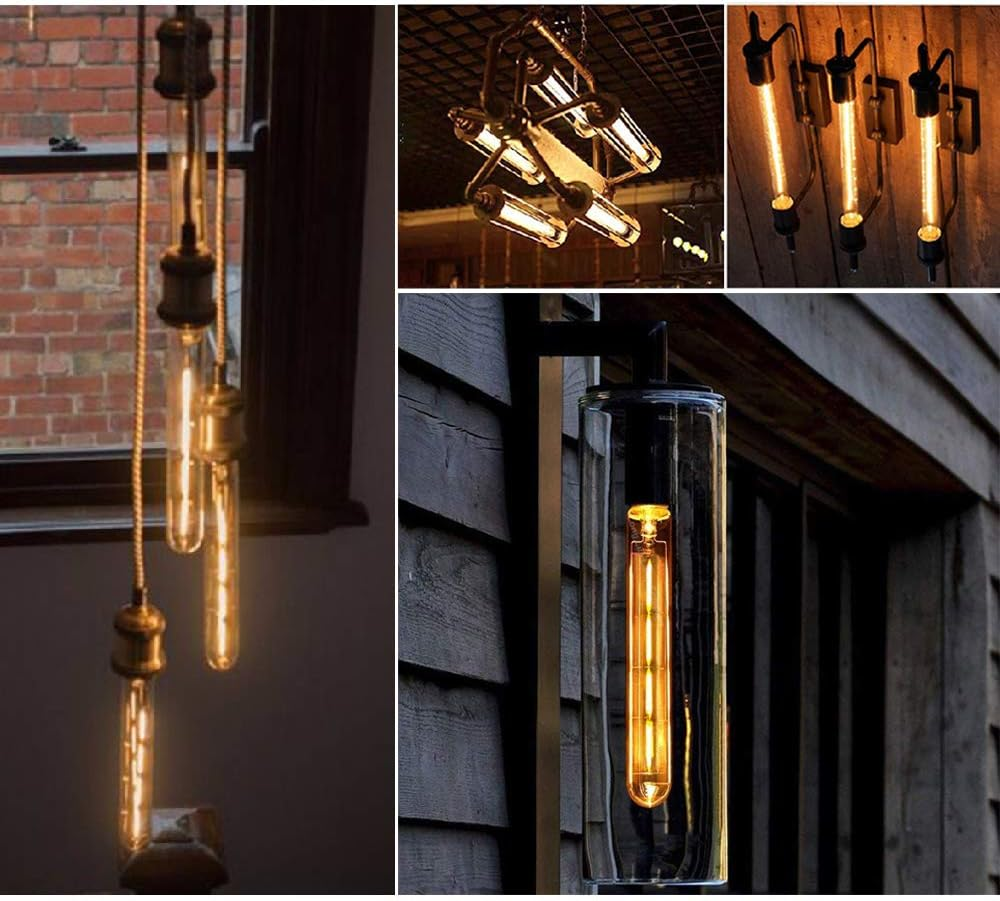 WULUN 4 Model T30 LED Vintage Filament Light Bulb, Tube Lamp with E27 Socket, 4 W Replaces 40 W Incandescent Bulbs, Amber Glass, 2700 K Warm White, AC 220-240 V, Not Dimmable image number 5