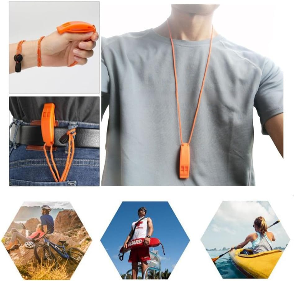 Emergency Whistles, Wanfoou 6 PCS Safety Emergency Survival Whistle with Lanyard,Equipped with a New anti Loss Clip Outdoor Lifesaving Dual Frequency Whistle,For Camping, Climbing, Kayaking image number 1