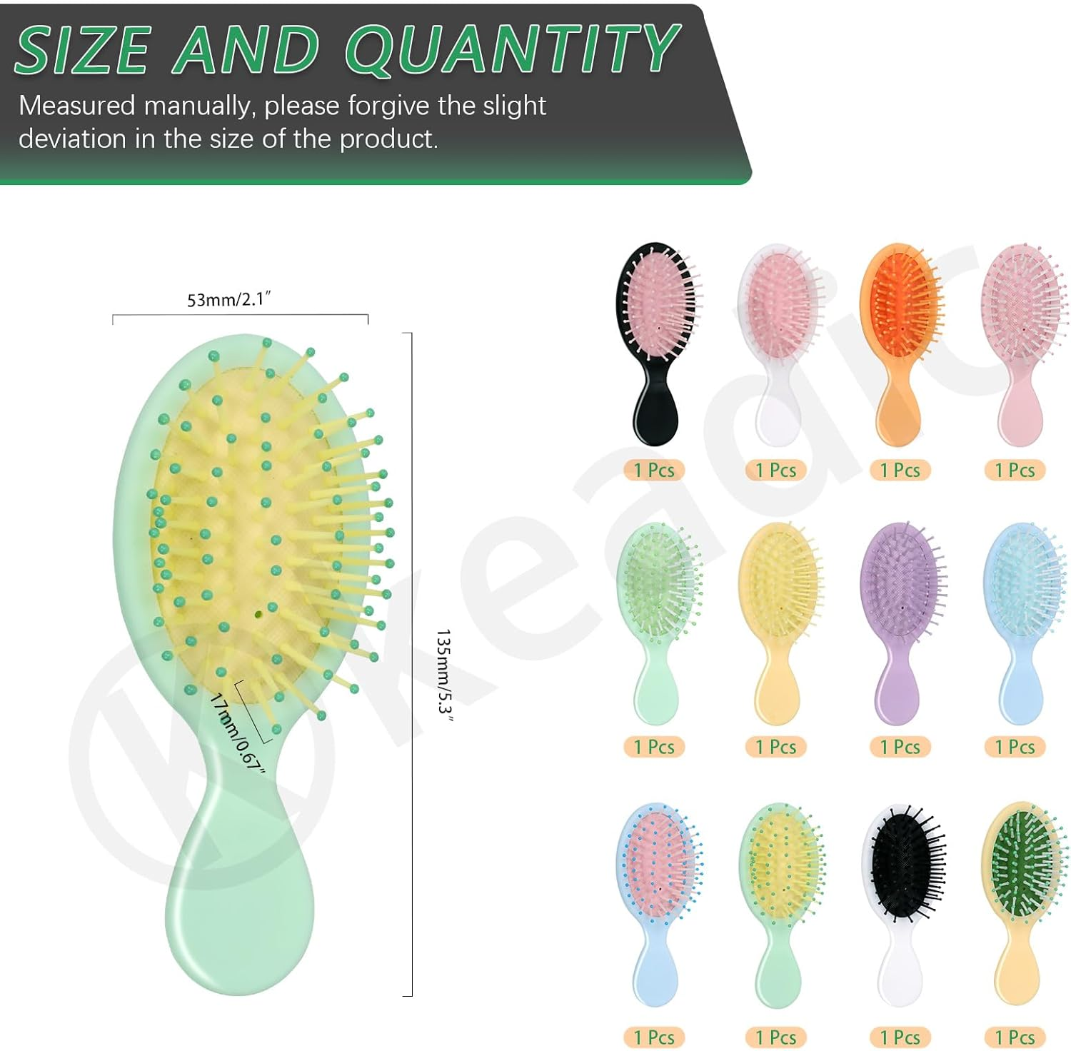 Keadic 12 Pcs Mini Wet Hair Brush, Travel Detangling Brush, for Most Hair Types, with Ease Knots without Tears or Breakage for Wet, Dry & Damaged Hair - Women, & Men, Multicolor image number 6