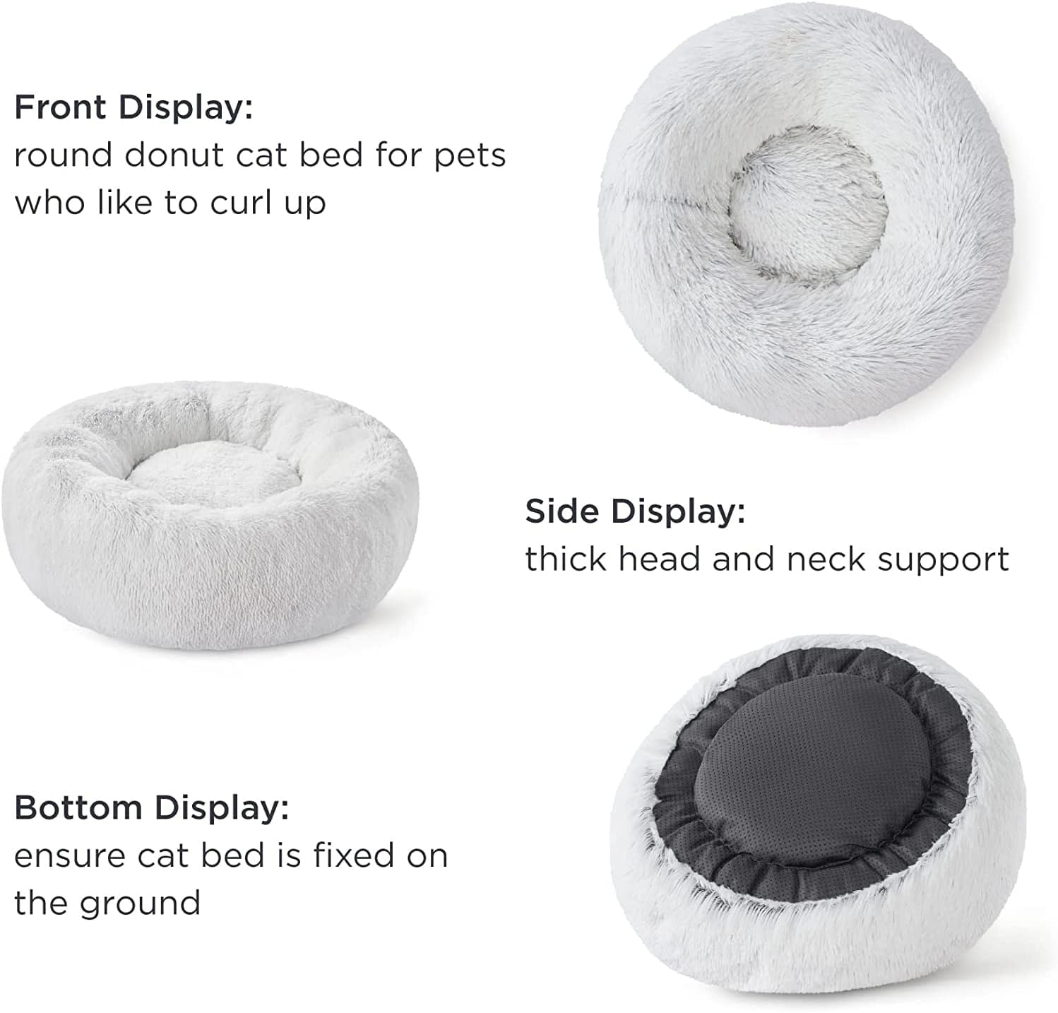 STORMHERO Calming Dog Bed, Cat Bed Fluffy Warming Cozy Soft, Pet Bed for Small Medium Dogs and Cats, White image number 2
