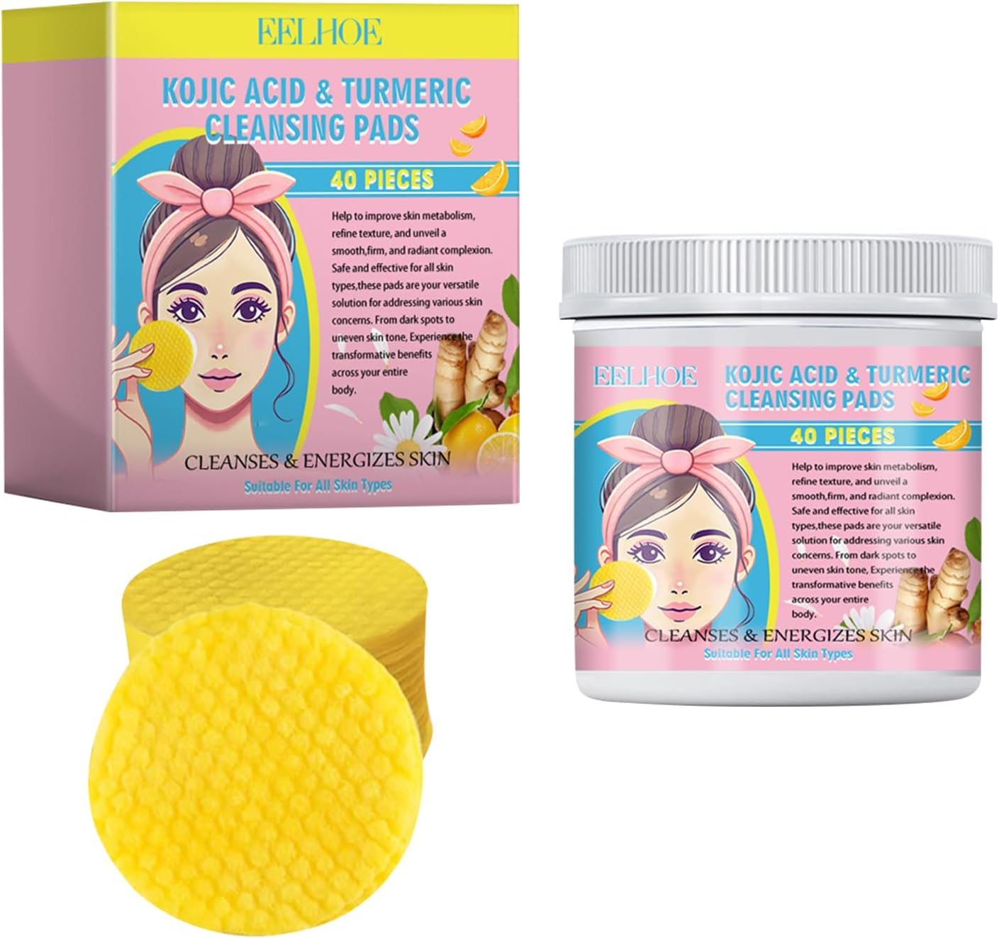 Balance Skin Oil and Water with Turmeric Cleansing Pads （40 Pads a Pack）- Brighten and Nourish Your Skin with Natural Ingredients image number 6
