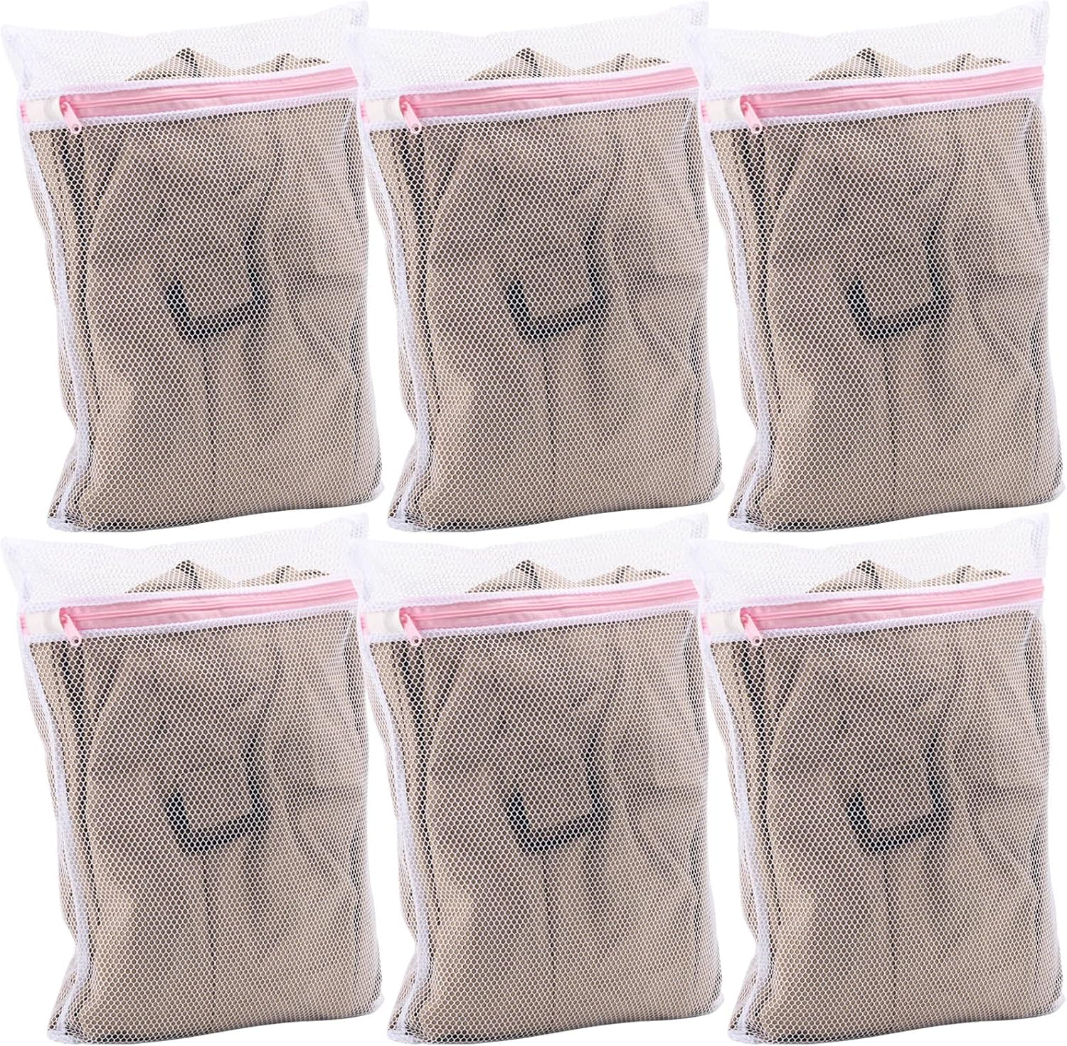 6 Pcs Durable Mesh Laundry Bags for Delicates，30X40Cm Reusable Wash Bag Travel Organization Bags image number 3