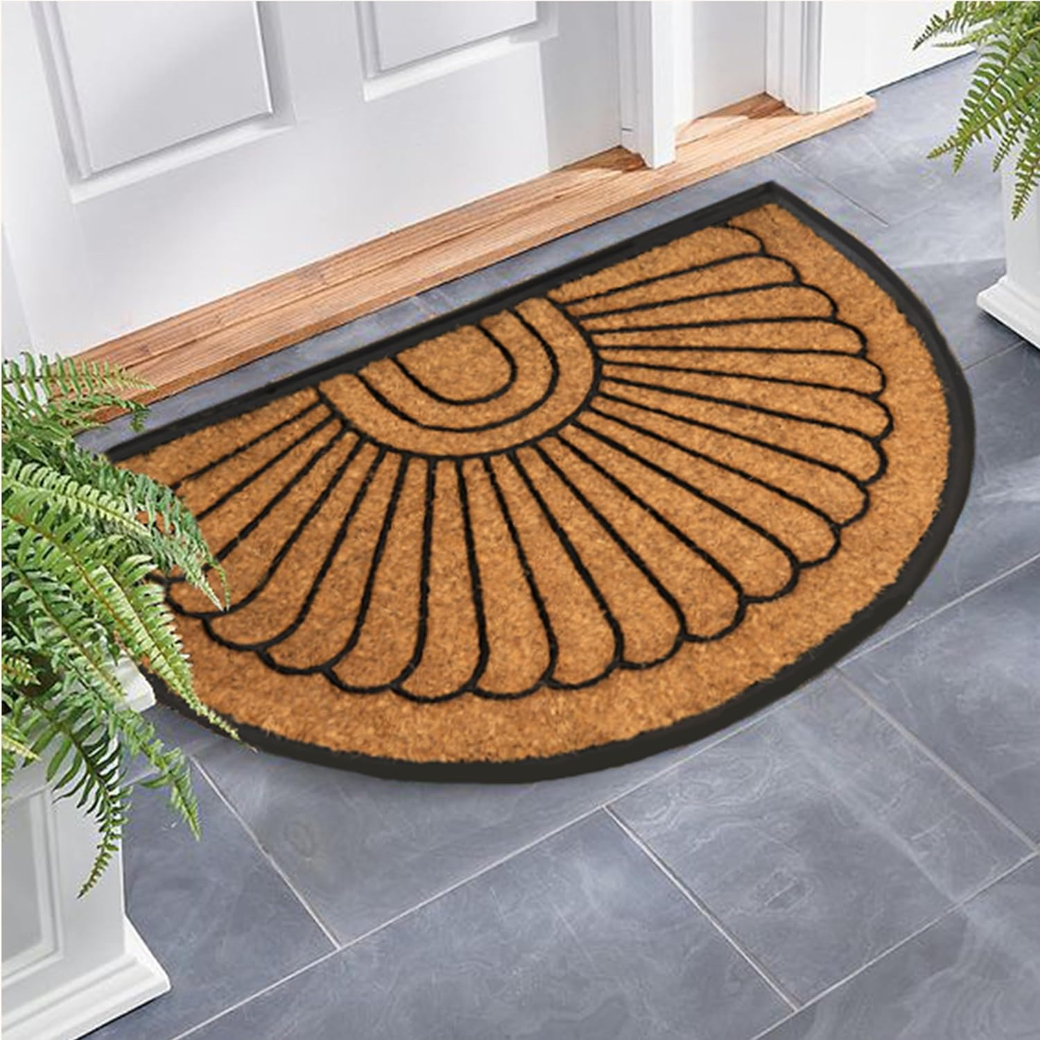 60X90 CM Half round Semi Circle Rubber and Coir Doormat Welcome Entry Mat Kochi image number 1