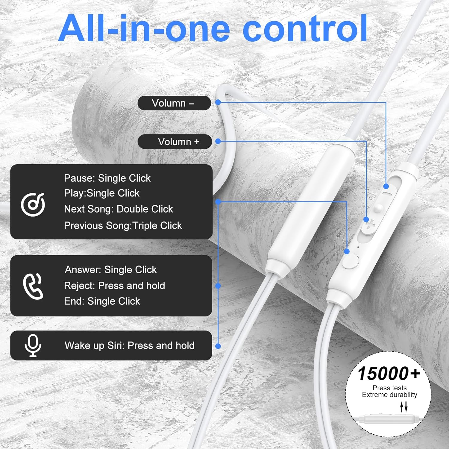 Wired Earbuds for Iphone 17/Air/17 Pro/17 Pro Max/16E/16/16 Plus/16 Pro Max/15 Plus/15 Pro/15 Pro Max Ear Buds USB C Wired Headphones Type C Earphone with Microphone, Volume Control, Noise Canceling