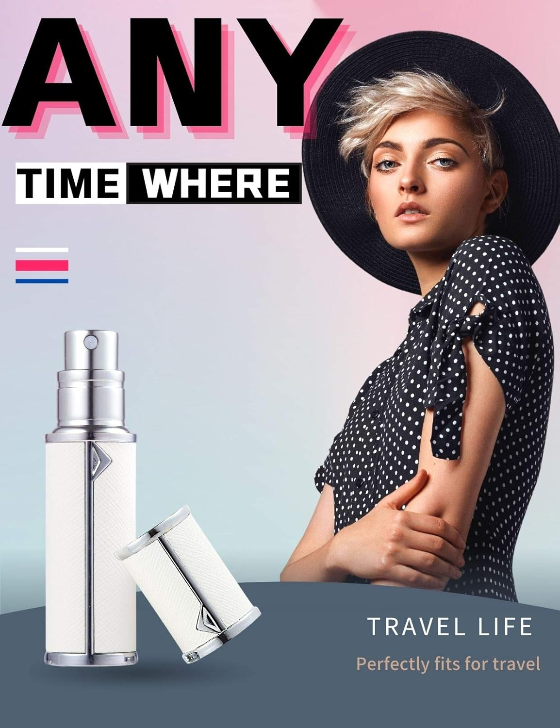 Perfume Atomiser, Refillable & Travel Size Perfume Bottle, Leaking Proof,Bottom Pump without Funnel, Luxurious Small Women and Men, 5Ml (Slv-White) image number 3