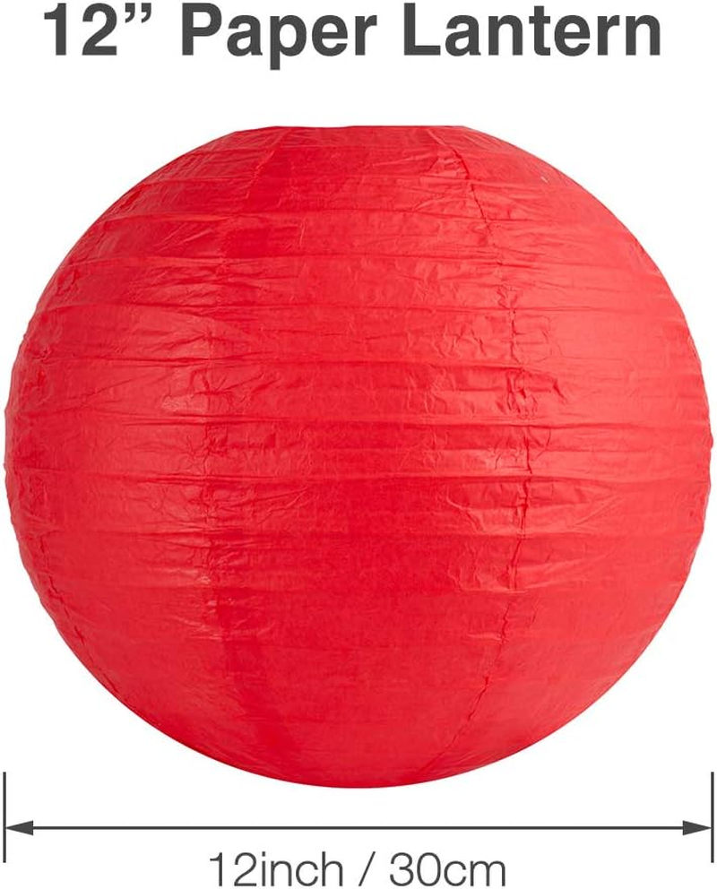 16 Packs Paper round Lanterns Party Hanging Lanterns with Assorted Sizes for Wedding Party Anniversary Decorations (Red) image number 1
