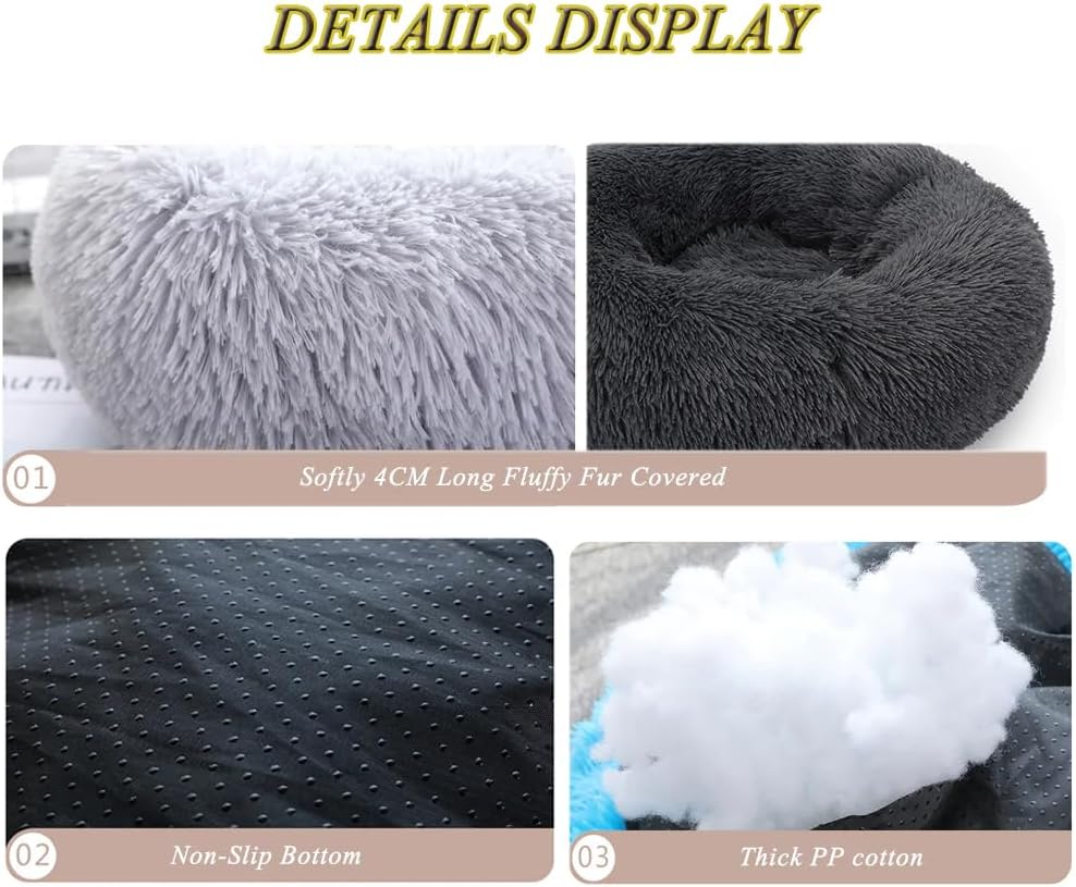 PETBRO Pet Dog House Kennel Soft Igloo Beds Cat Puppy Warm Plush round Donut Cushion Fur Fold L-Blue image number 5