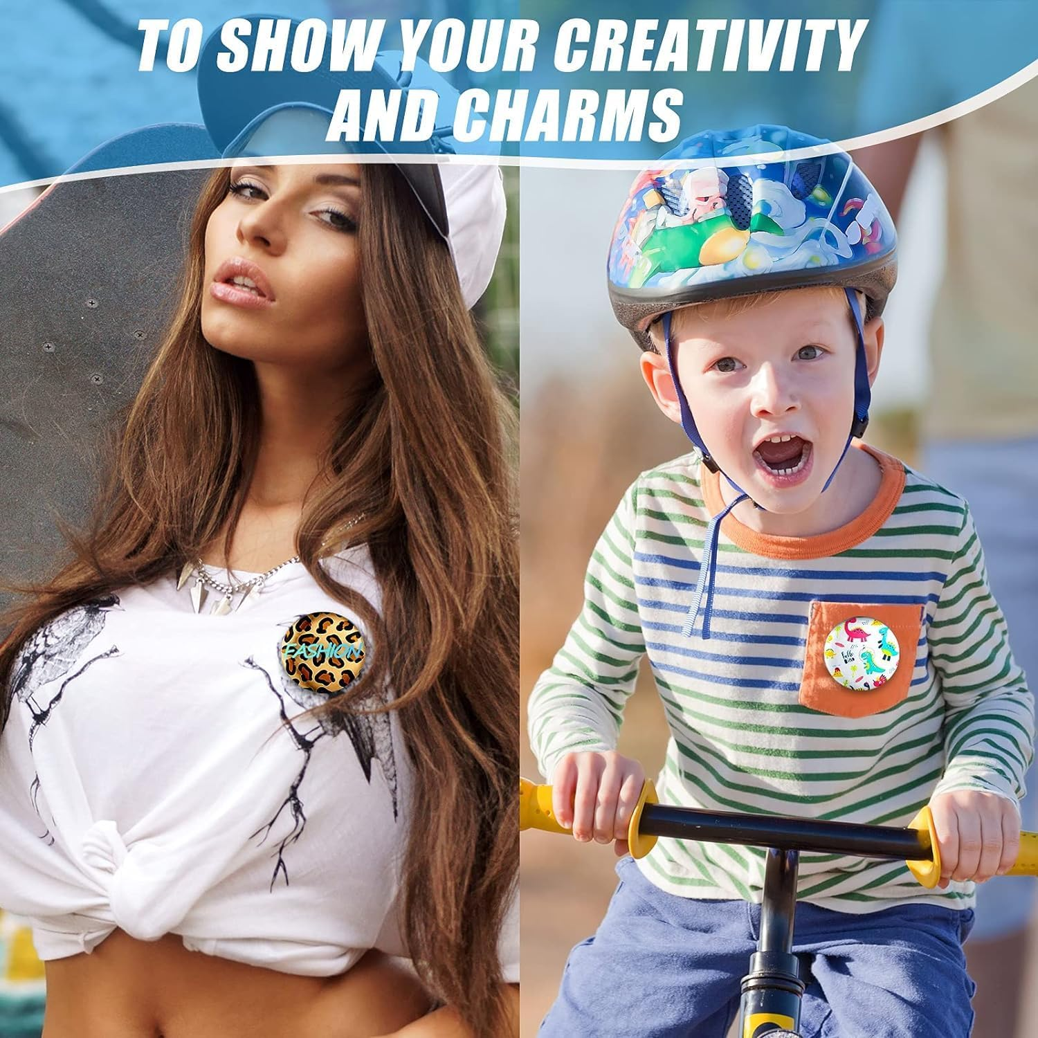 100 Pieces Blank Button Making Supplies round Badge Button Parts Metal Button Pin Badge Kit for Button Maker Machine, Including Metal Shells Back Cover and Clear Film (Tinplate,2.28 Inch) image number 4