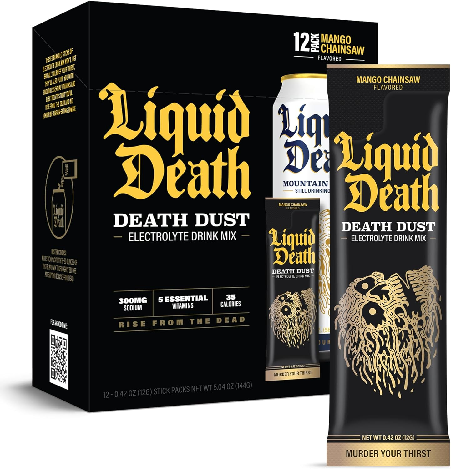 Liquid Death Electrolyte Death Dust - Mango Flavored Hydration Powder Packets - Mango Chainsaw - 12-Stick Pack - Electrolyte Replacement image number 3
