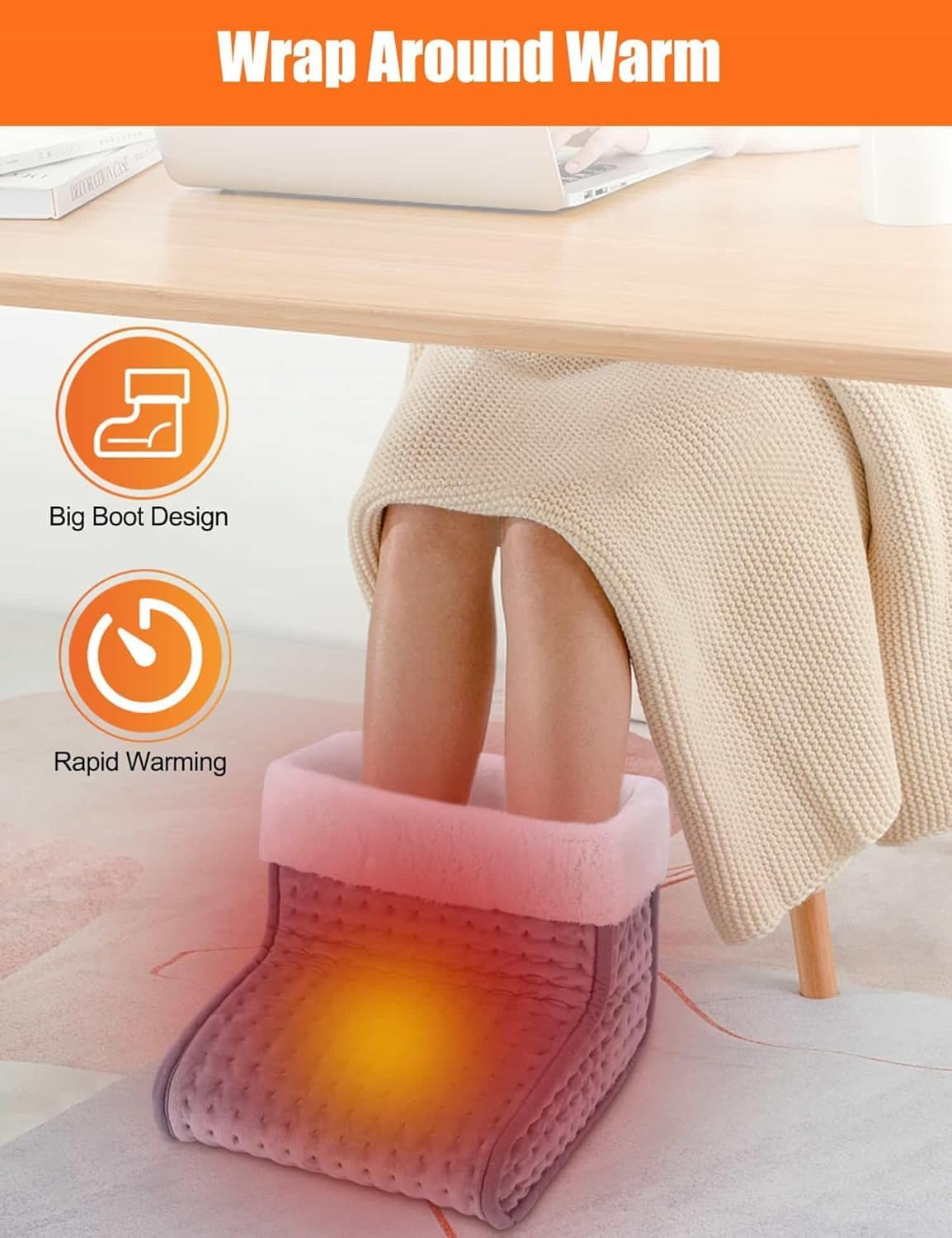 Electric Heated Foot Warmer for Men & Women, Feet Warmer with 6 Temperature Setting 4 Timer Setting, Auto Shut off Washable Inner Lining, Fast Heat Use for Winter Gifts image number 3