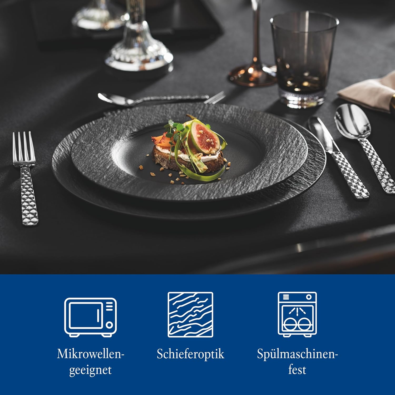 Villeroy & Boch - Manufacture Rock Breakfast Plate, Premium Porcelain, Black image number 2