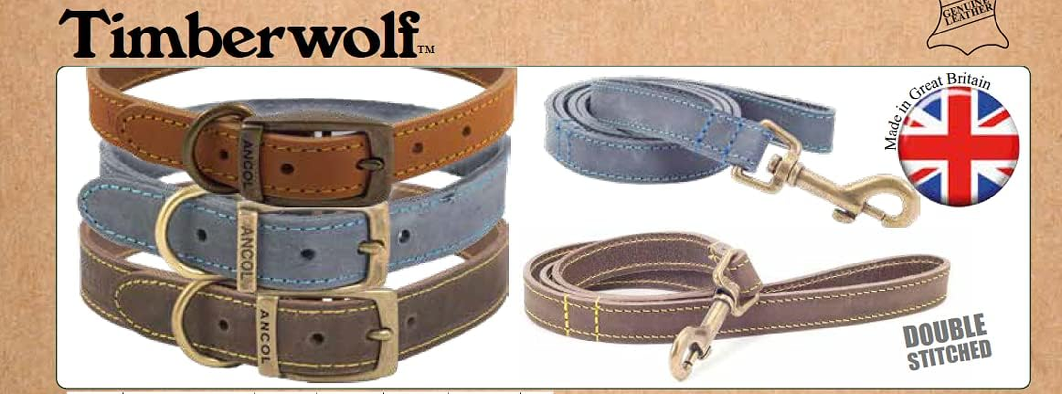 Ancol Timberwolf Leather Dog Lead, 1 M, Blue image number 3