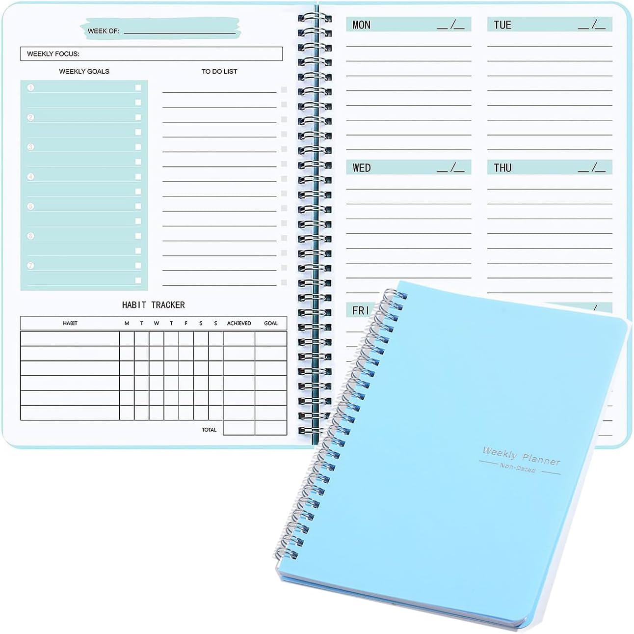 Weforu A5 Weekly Planner Organizer Book with To-Do List,Weekly Goals,Habit Tracker for 52 Weeks Planning Notebook 8.5"X 6" Inch (Pink)
